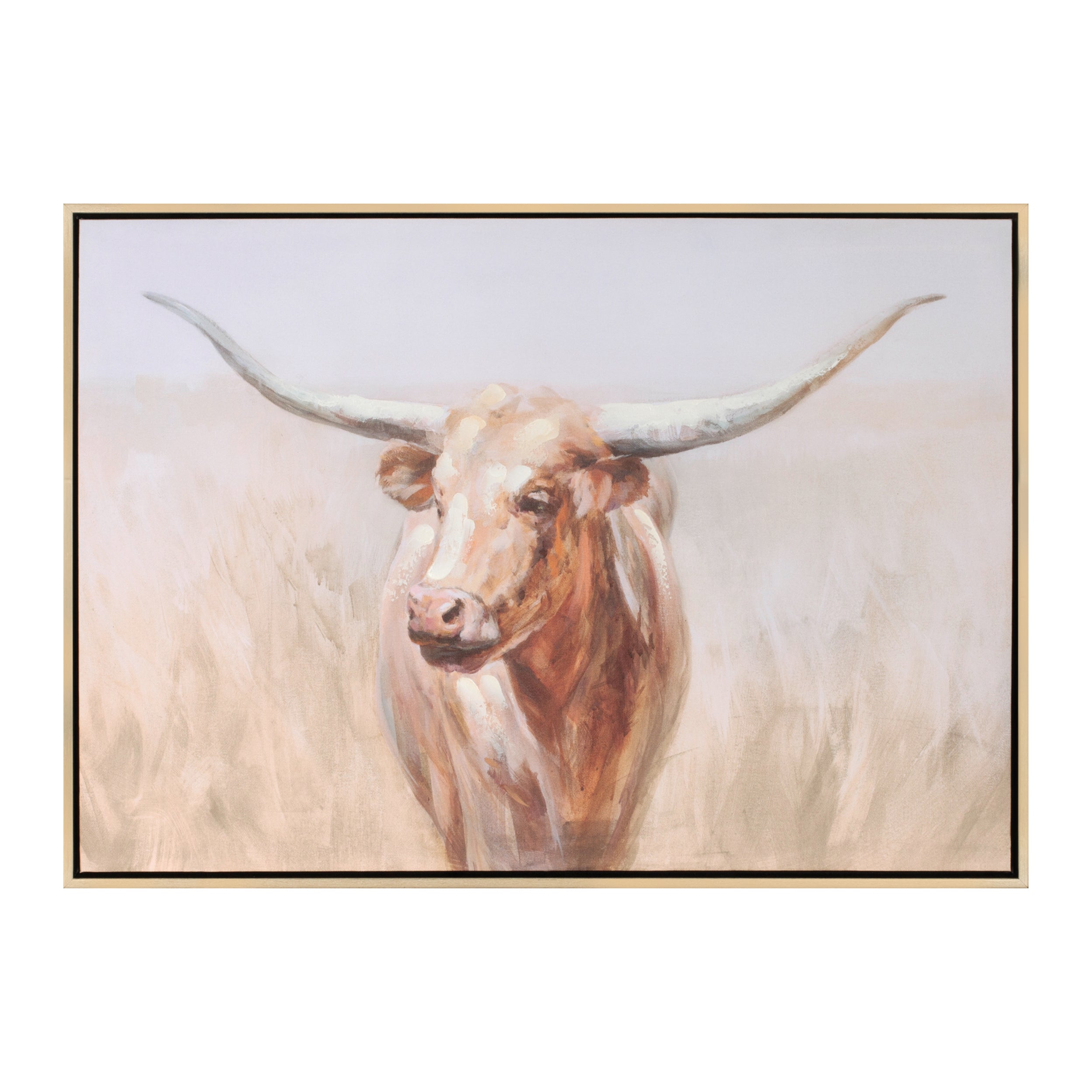 Framed Long Horn Cattle 28L x 20H Plastic/Wood