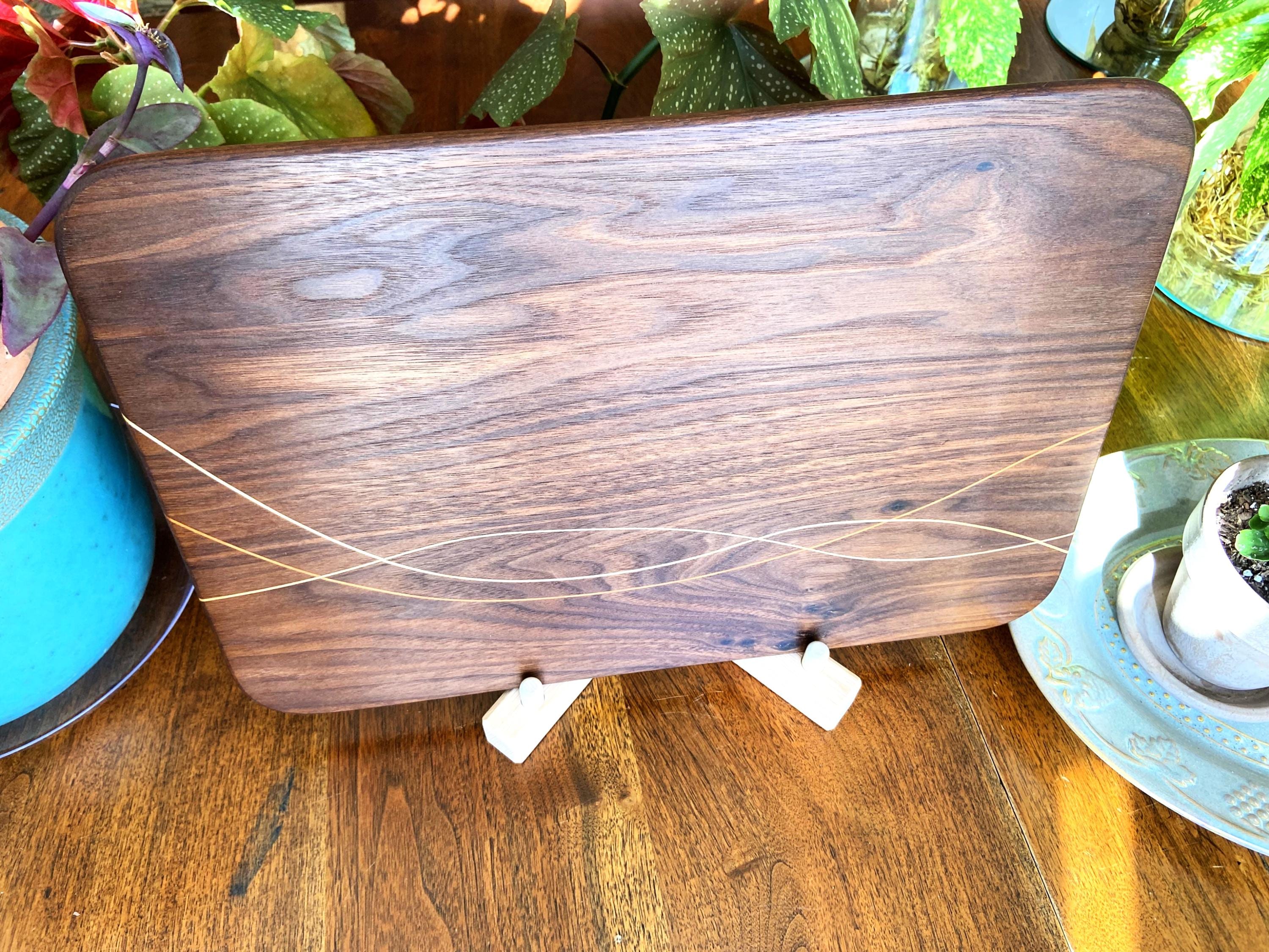 Peruvian Walnut charcuterie board - unique Maple and Cherry banding/inlay.