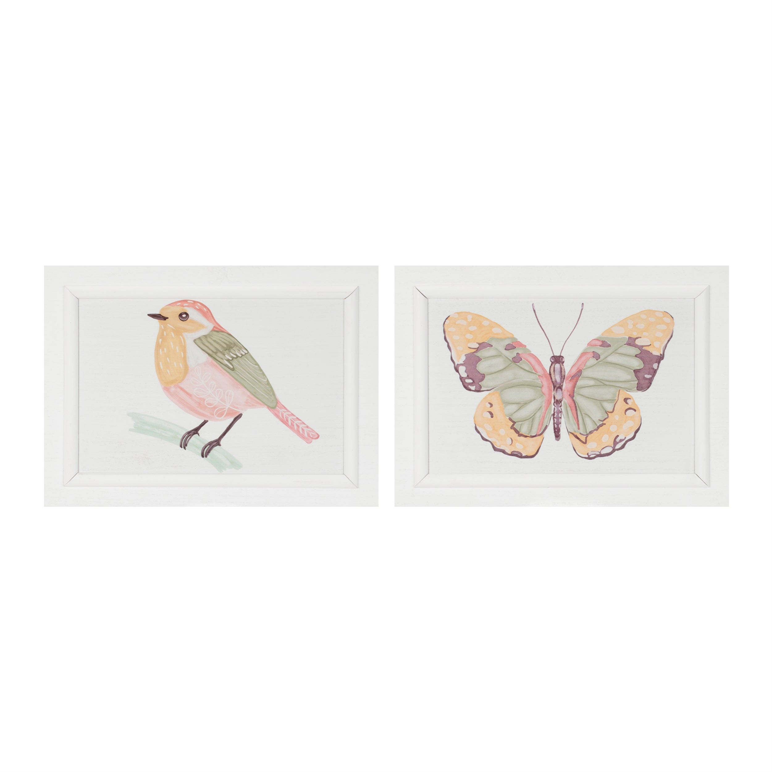 Bird and Butterfly Plaque (Set of 2) 11.5L x 8.5H MDF