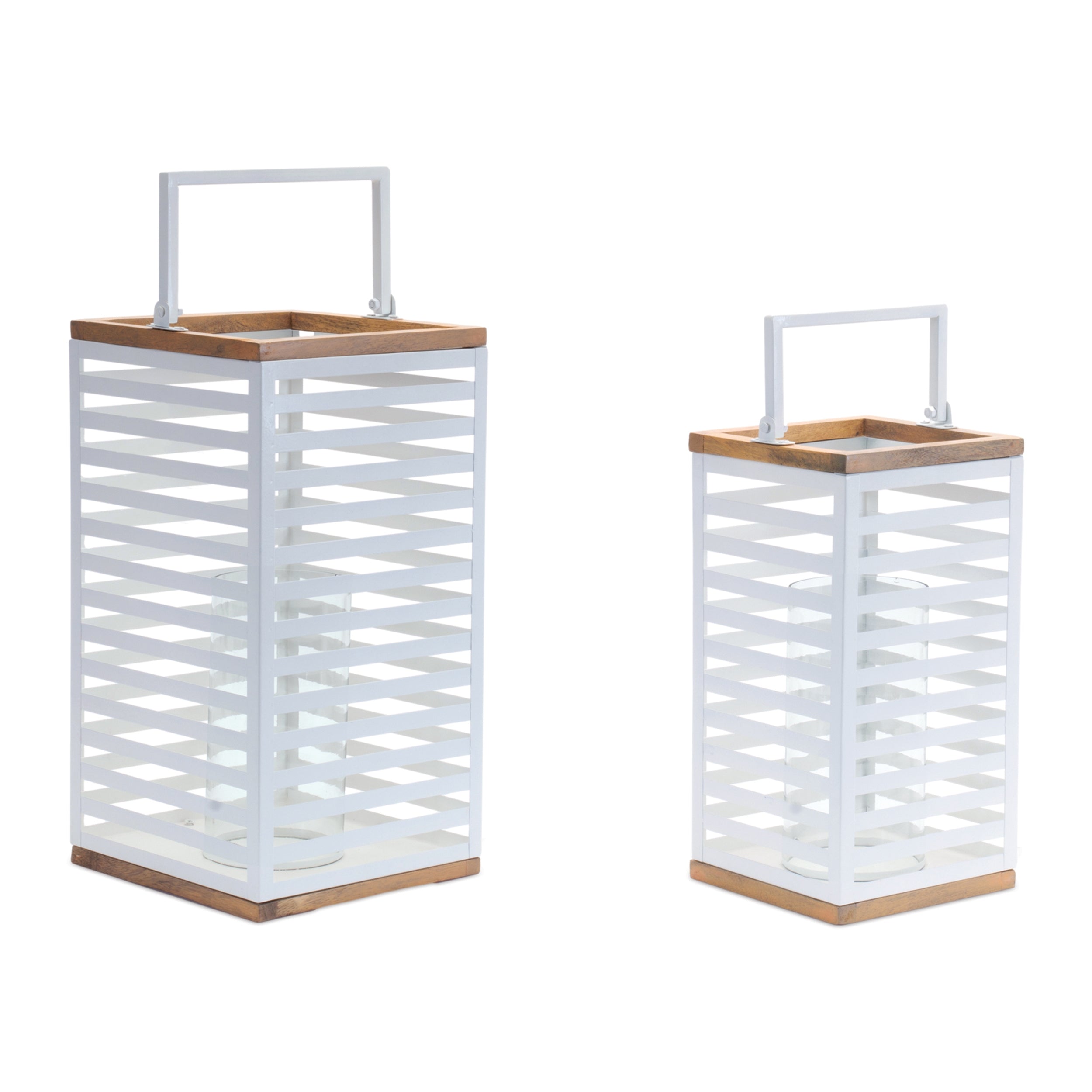 Lantern (Set of 2) 7SQ x 13.75H, 8.5SQ x 16.5H Metal/Glass