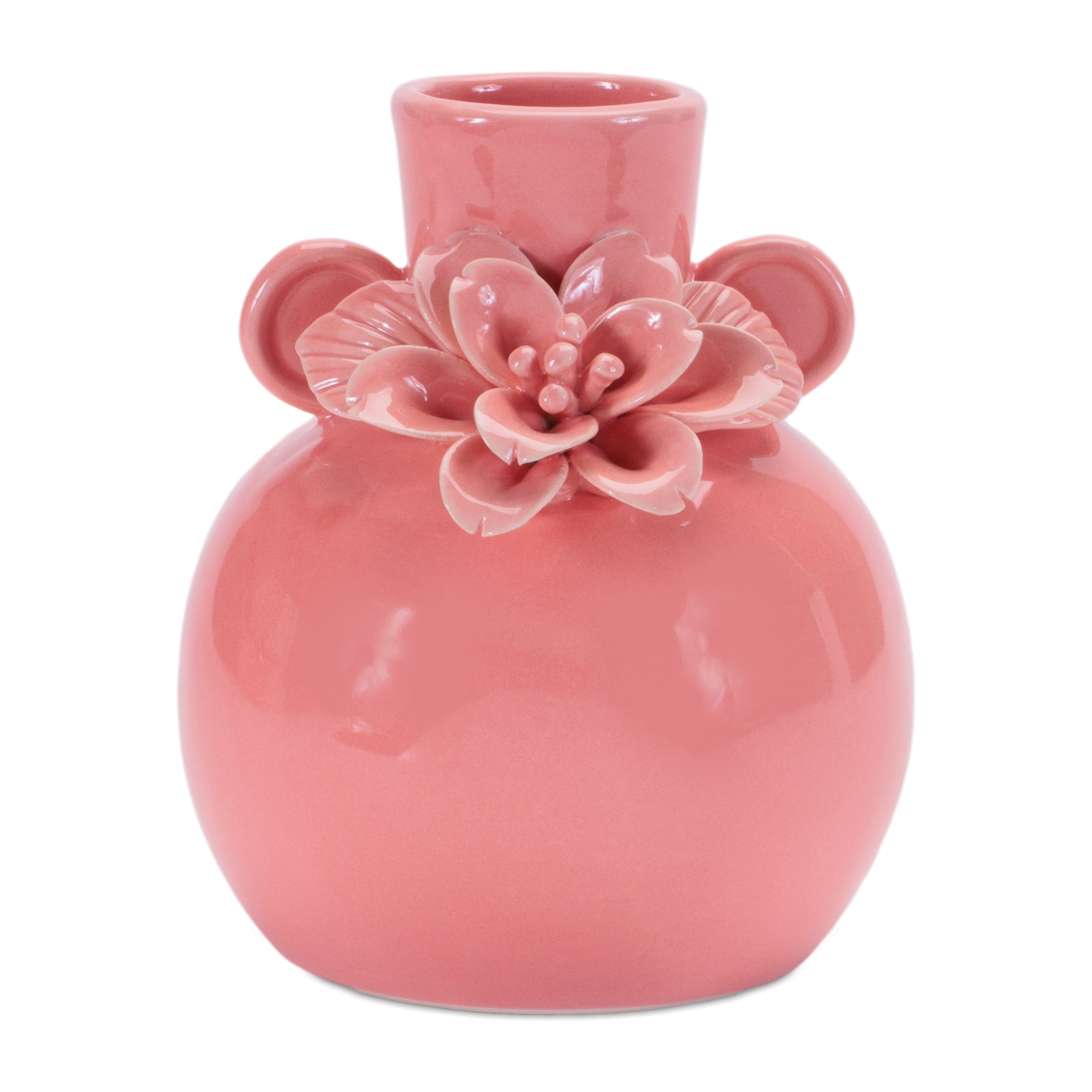 Vase w/Floral (Set of 2) 5.75H Stoneware