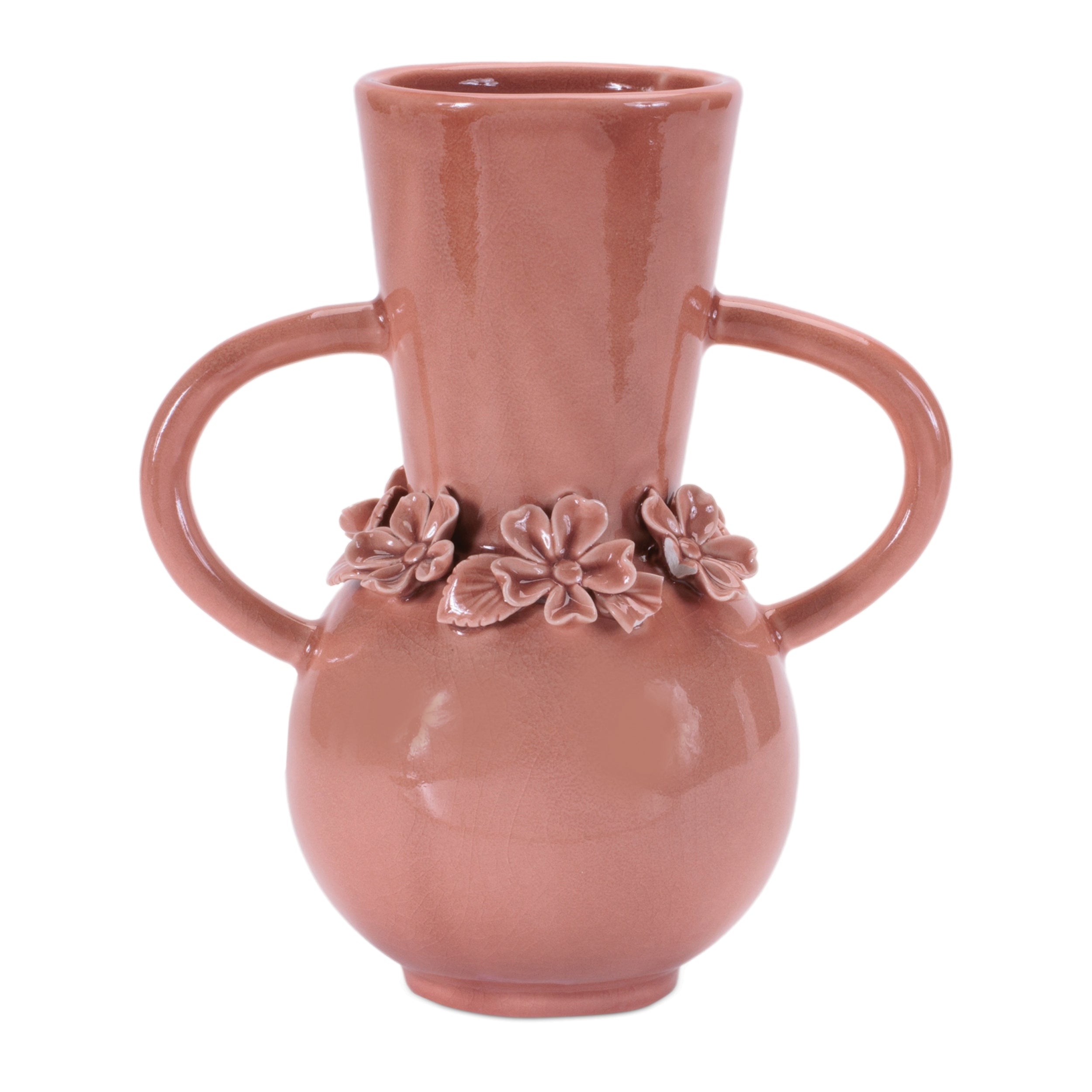 Vase w/Floral (Set of 2) 8H Stoneware