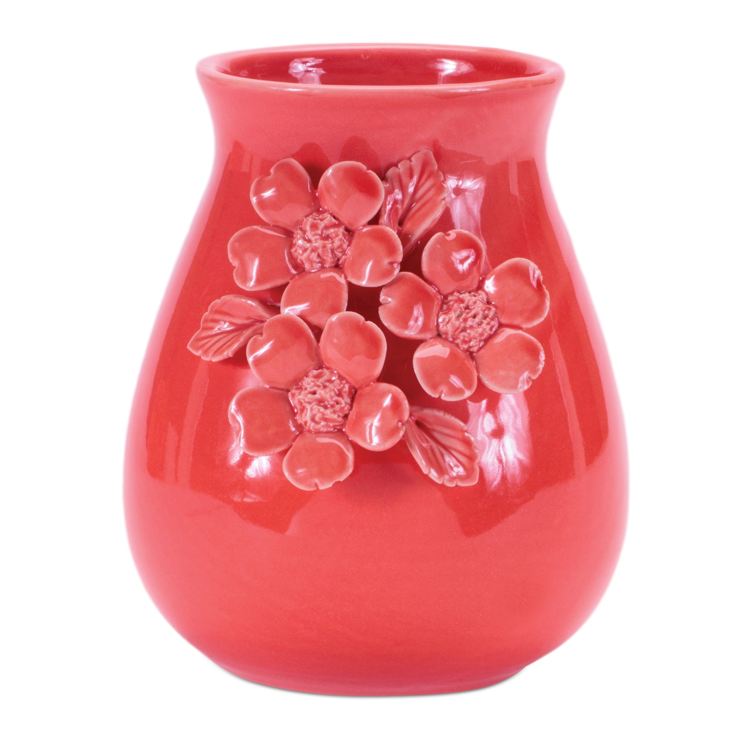 Vase w/Floral (Set of 2) 6.5H Stoneware