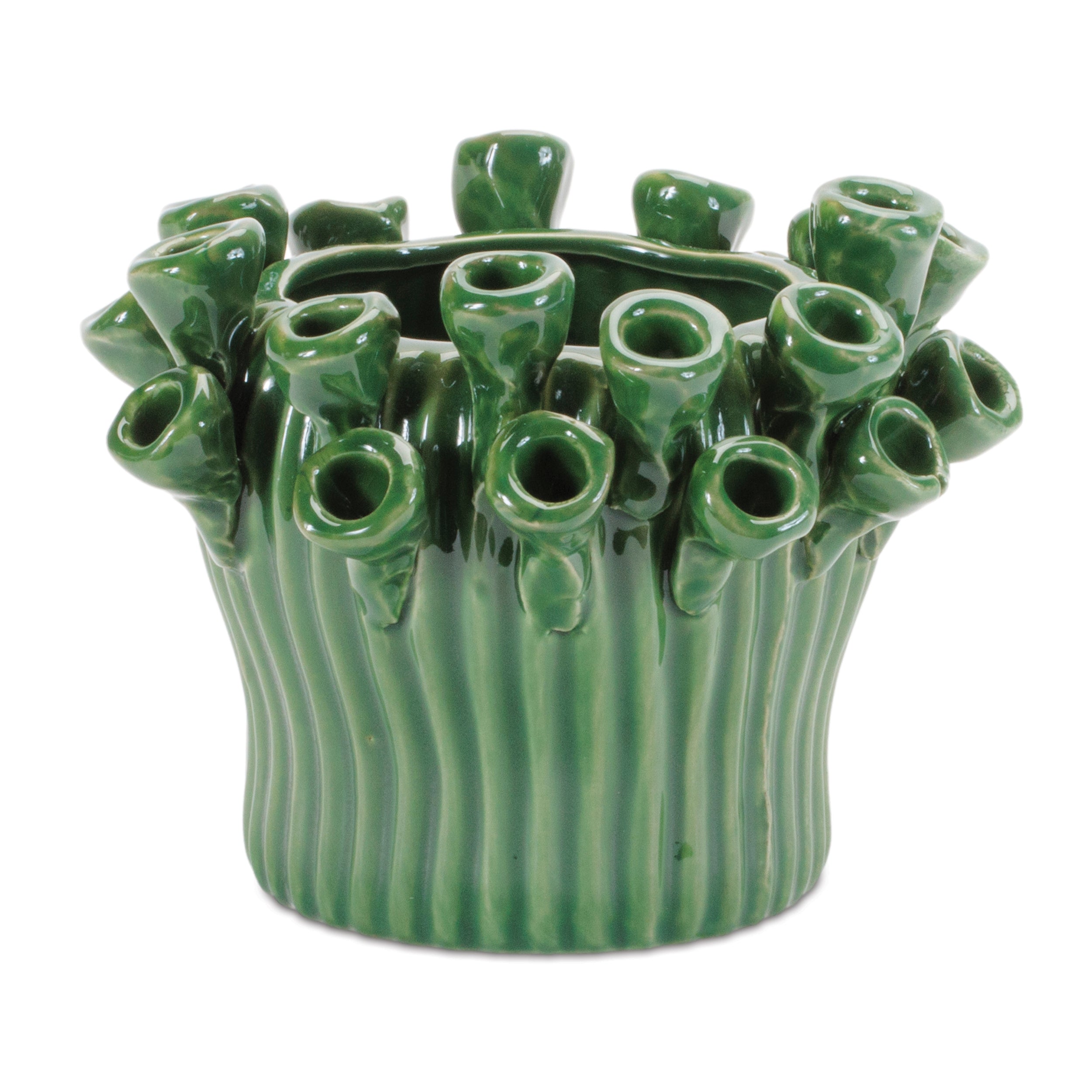 Container w/Floral (Set of 2) 5.5D x 5H Stoneware
