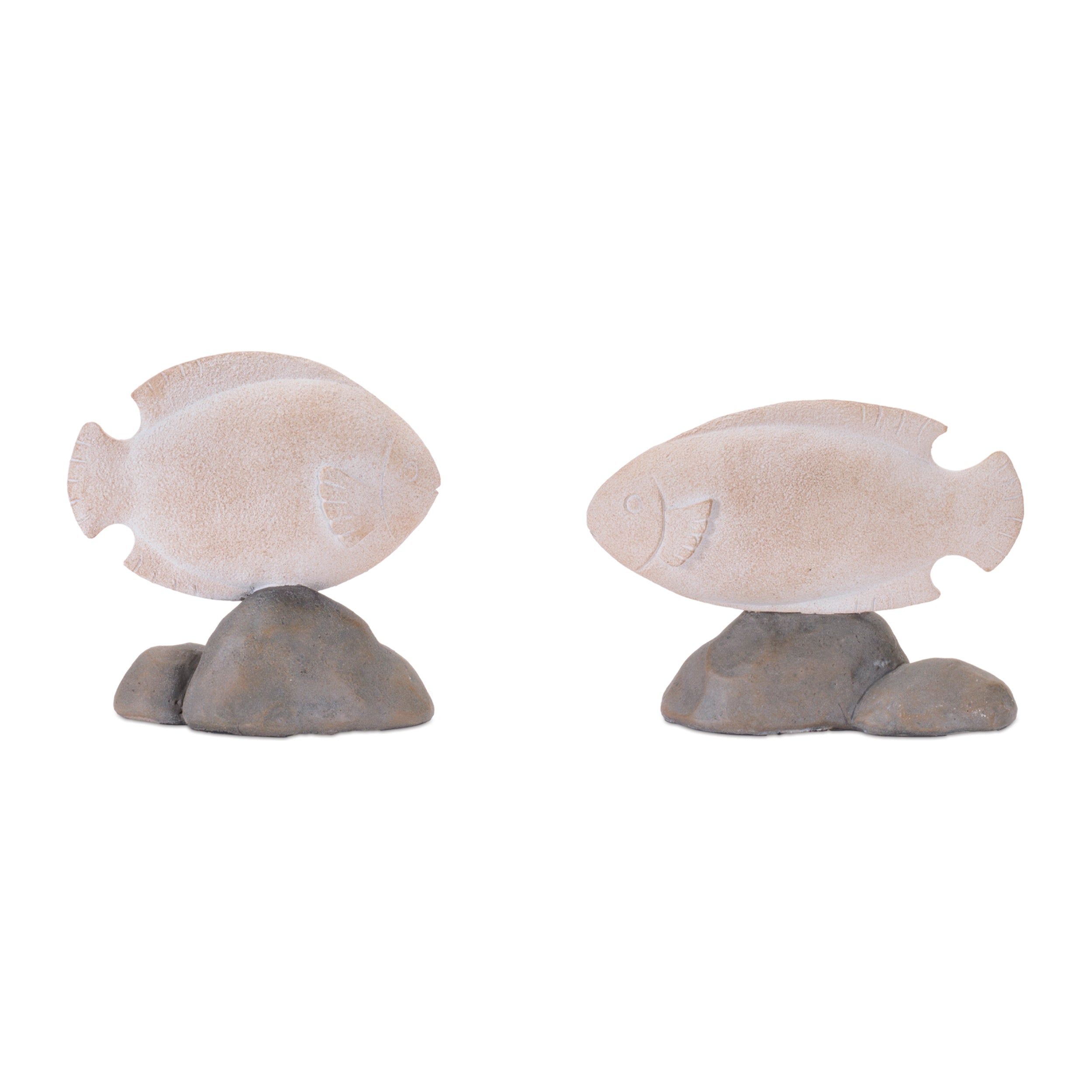 Fish on Rock (Set of 4) 5.75L x 5.5H, 6.5L x 5.75H Resin