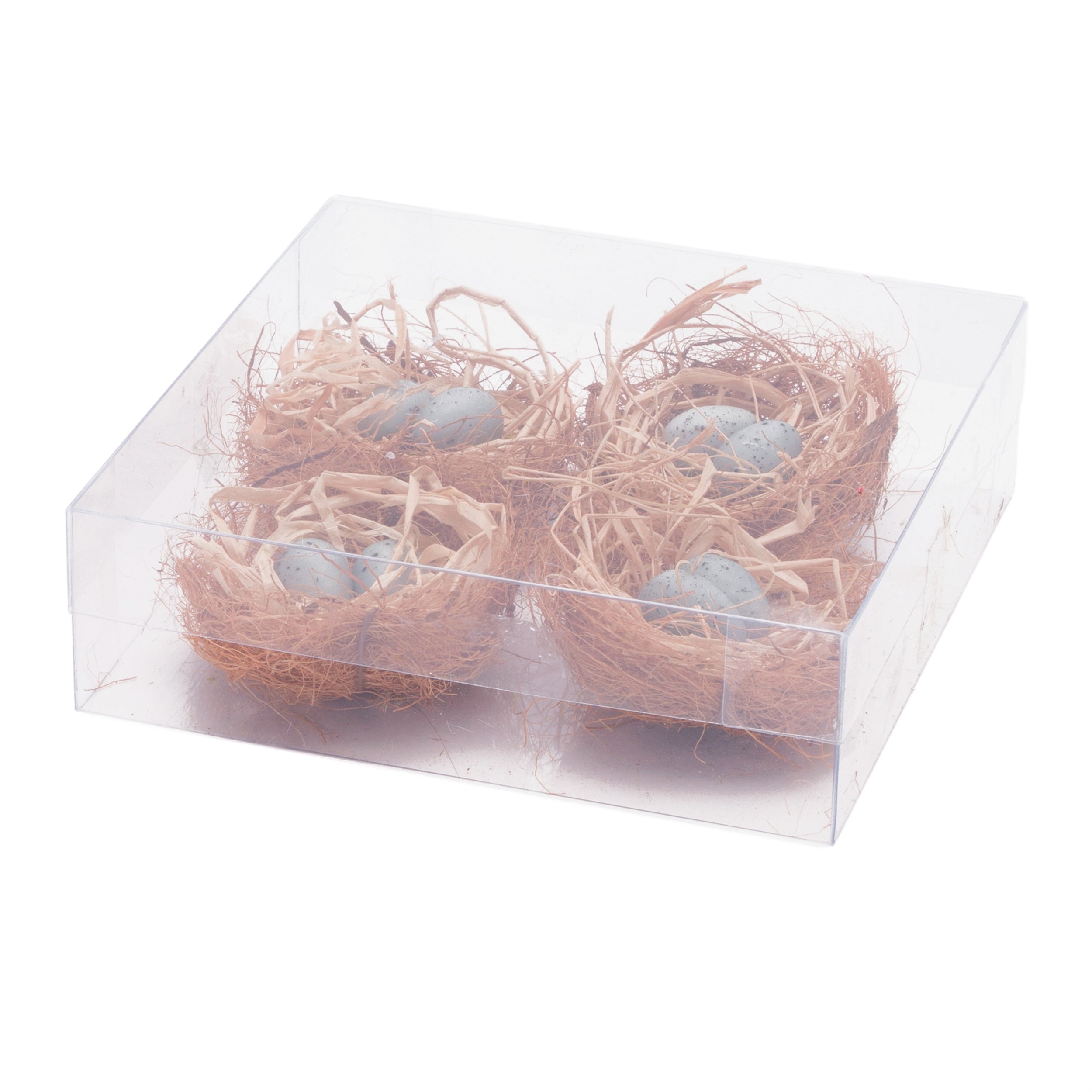 Mini Nest w/Eggs (Set of 8) 2.25D x 1.25H Twig/Raffia