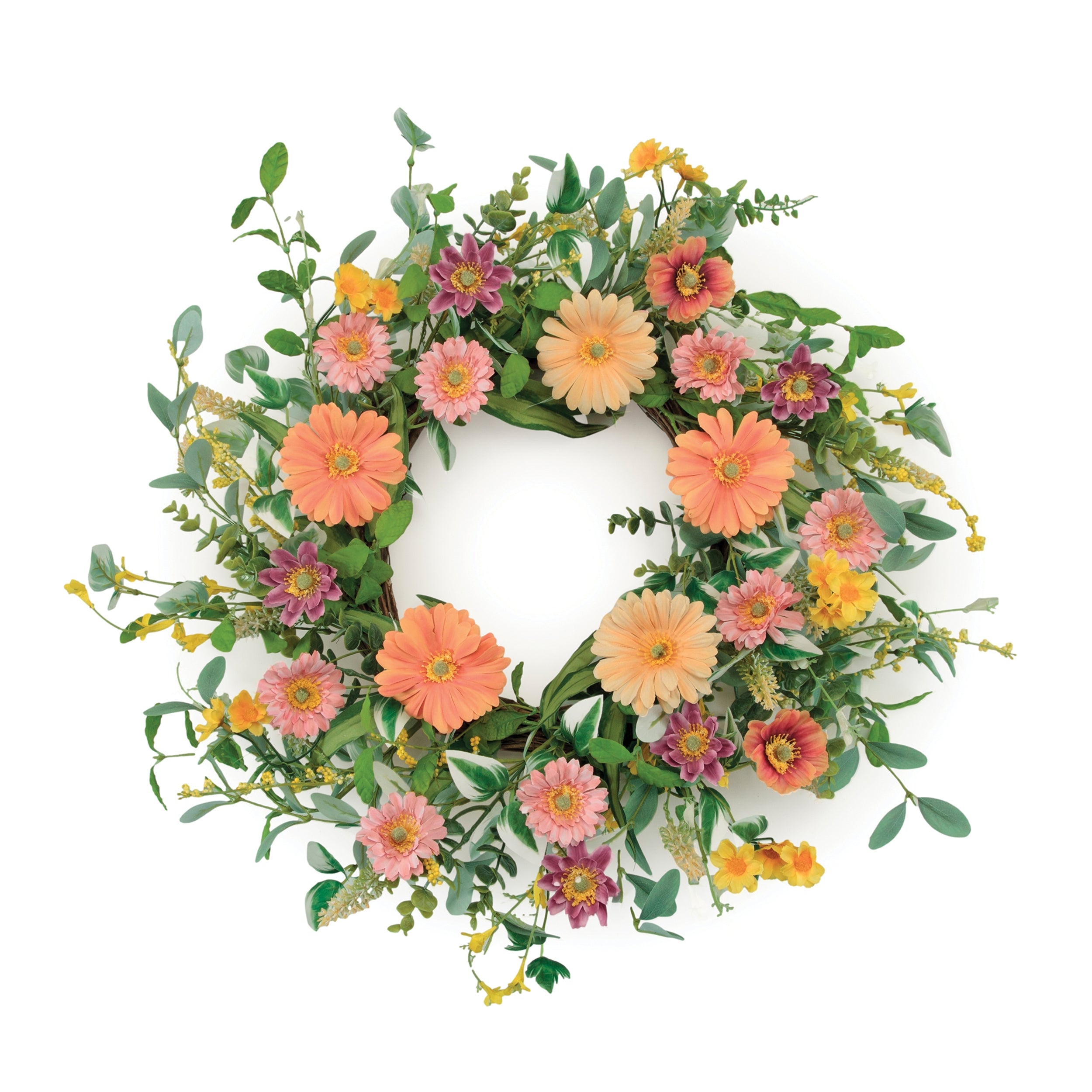 Mixed Gerbera Daisy Wreath 24D Polyester