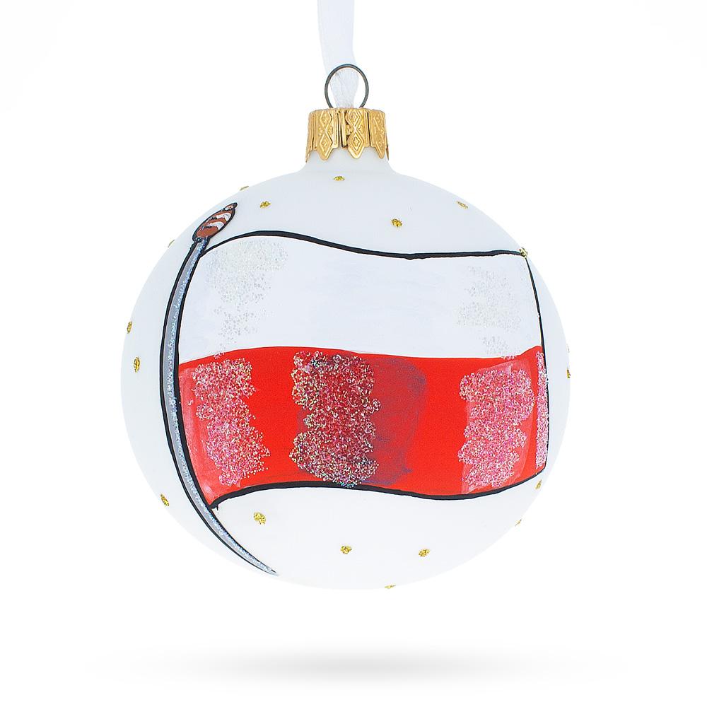 Flag of Poland Glass Ball Christmas Ornament 3.25 Inches