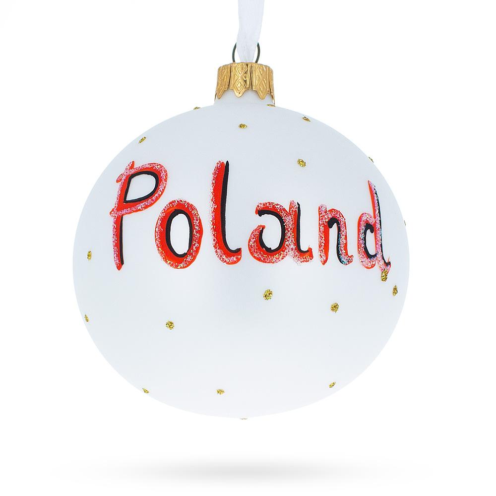 Flag of Poland Glass Ball Christmas Ornament 3.25 Inches