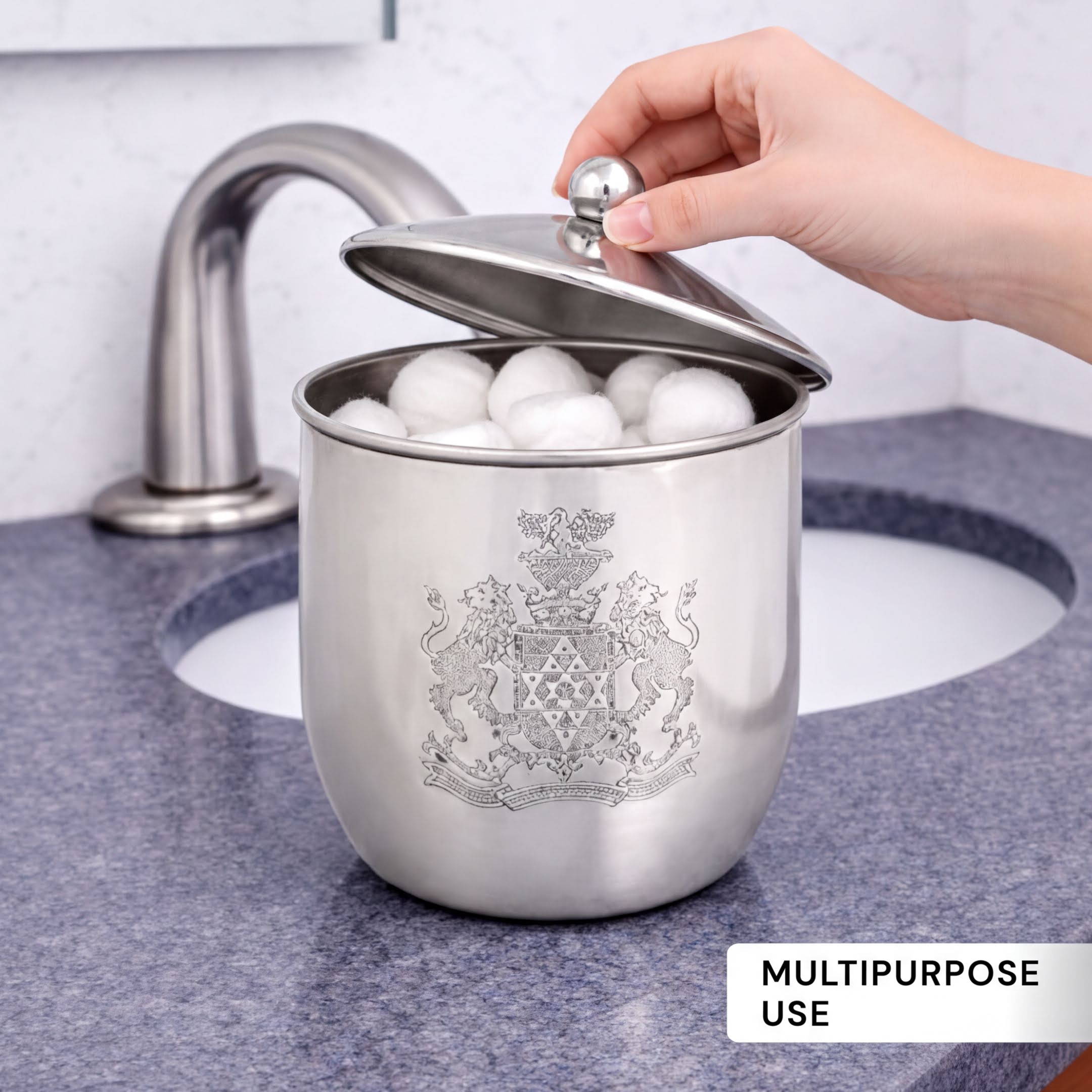 Bathroom Accessory Set - Elegant Silver Metal Bathroom Organizer Collection