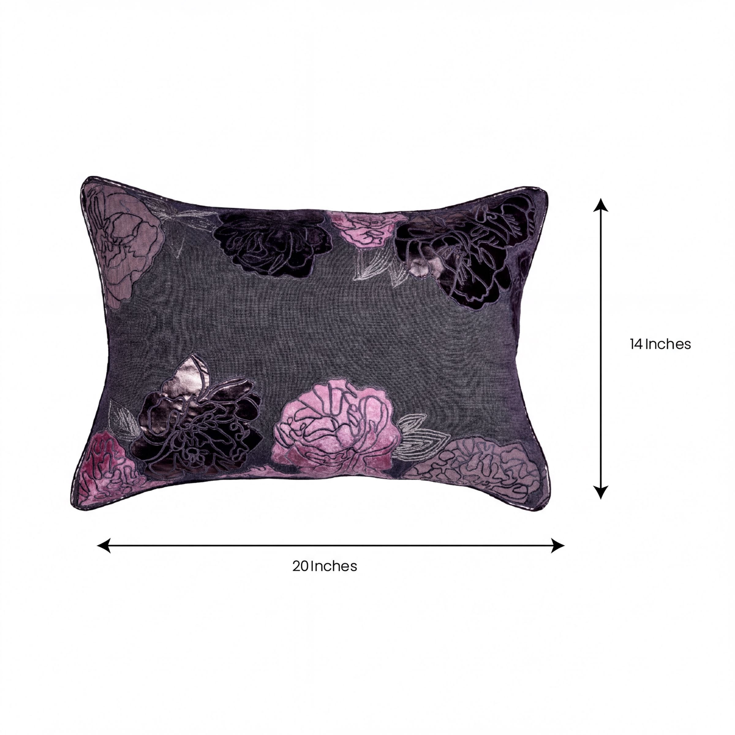Gray Throw Pillow Covers - Set of 2 or 4 Embroidered Cushion Covers 14 x 20 Inches
