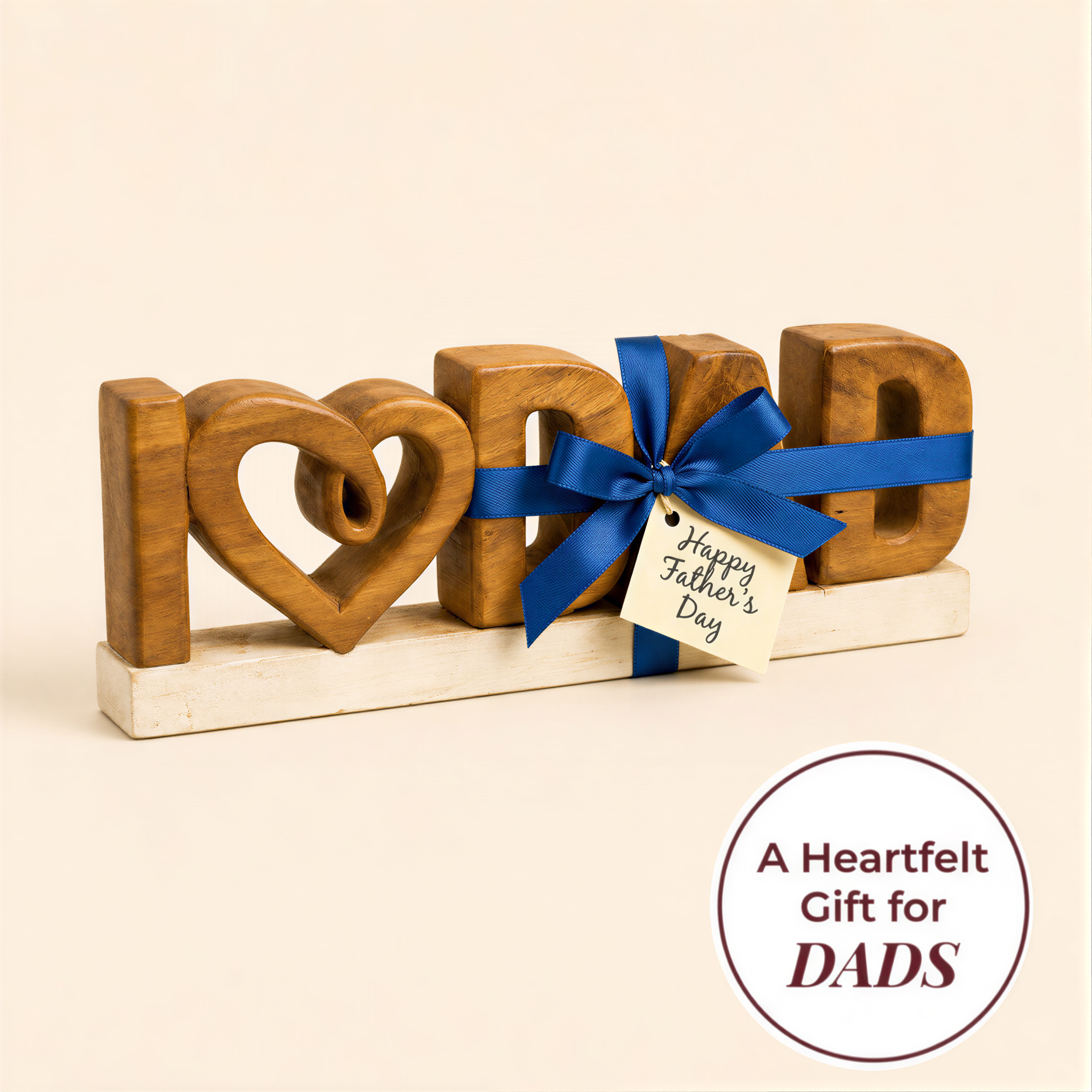 Wooden Dad Sculpture – Handmade Wood Sign | Acacia Plaque Father Day Gift