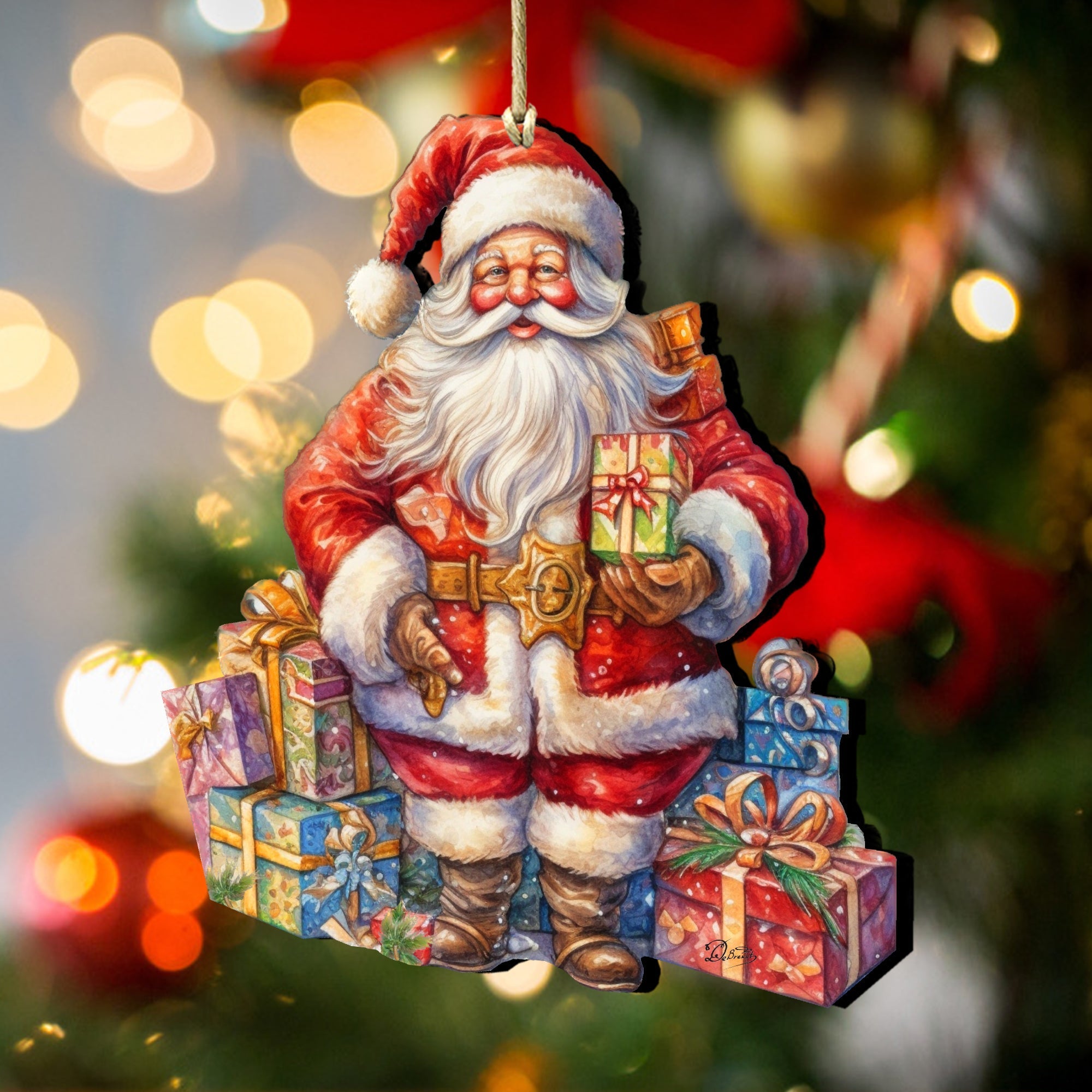 The Joy of Giving Wooden Ornaments by G. Debrekht Christmas Santa Snowman Decor - 8611081