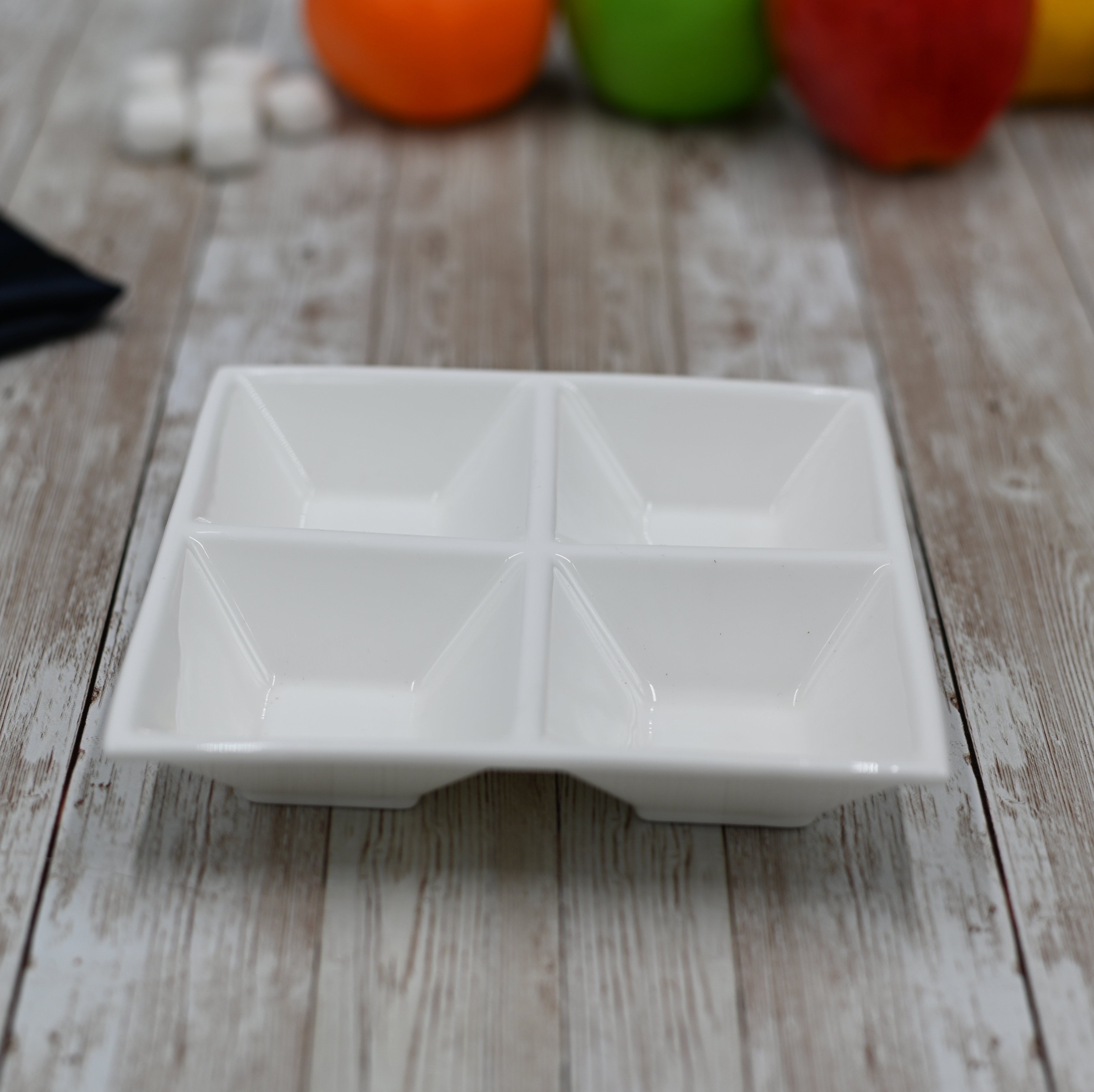 White Divided Square Dish 6" inch X 6" inch | 15 Cm X 15 ??