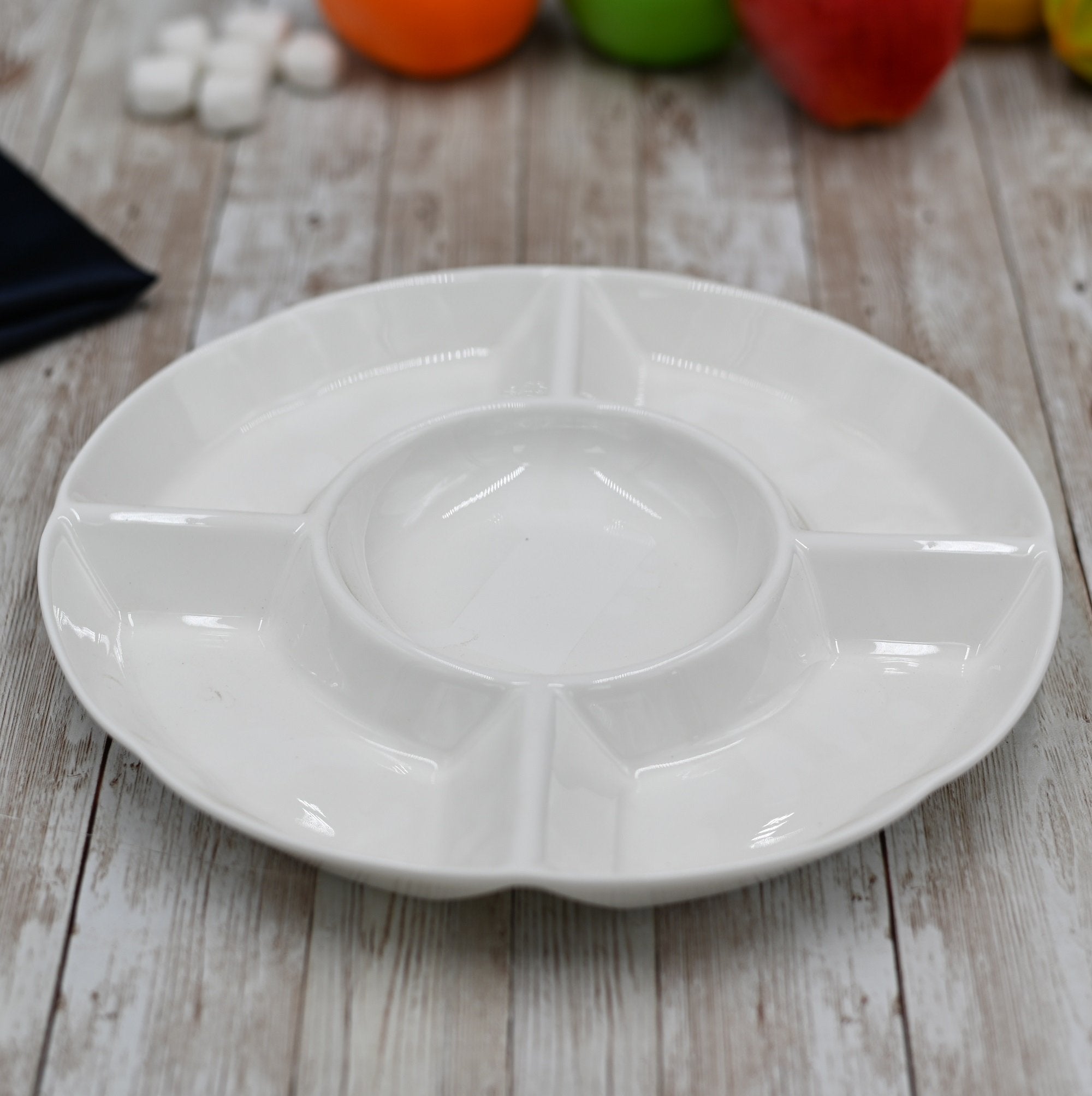 Set Of 4 White Divided Round Dish 10" inch | 25.5 Cm