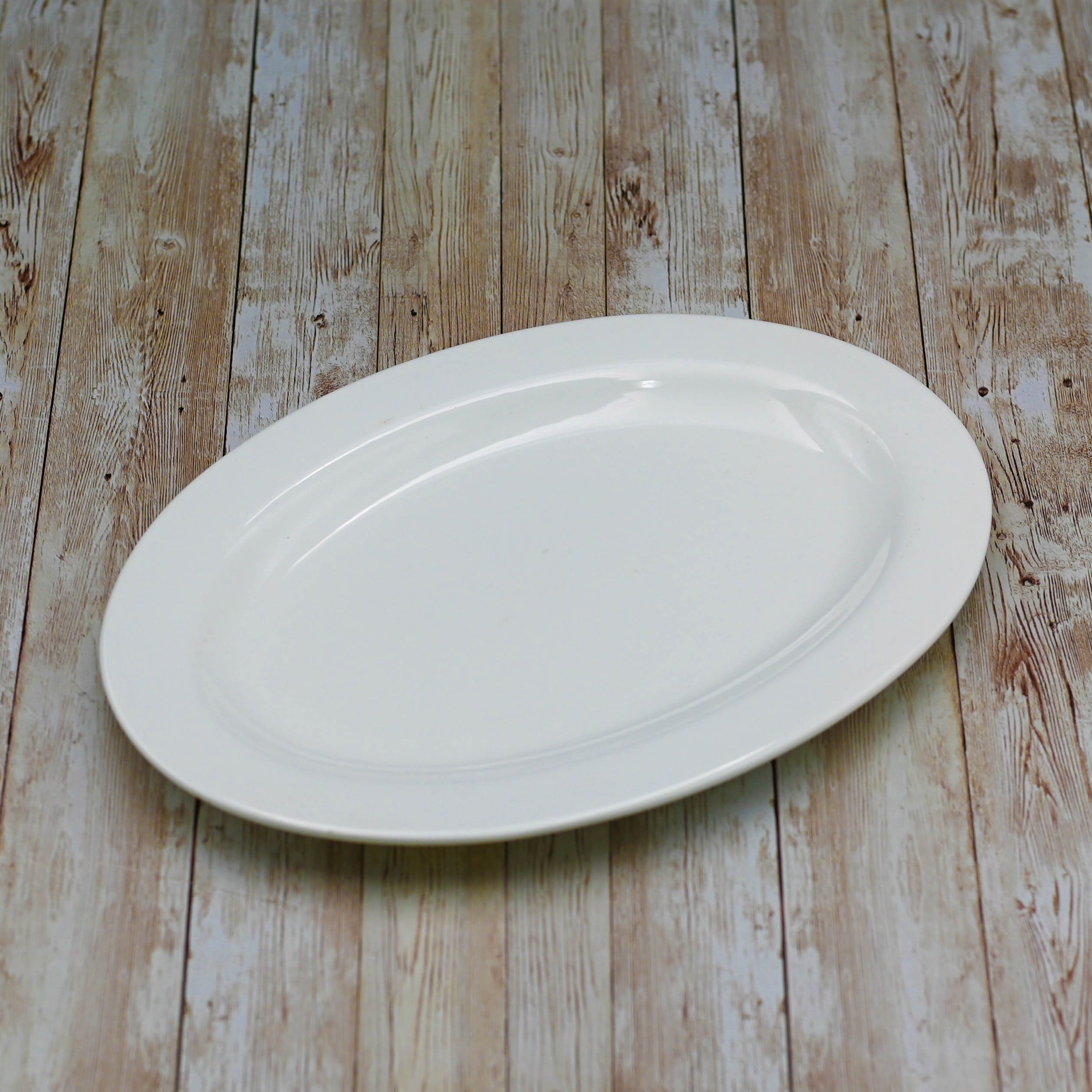 Set Of 3 Professional Rolled Rim White Oval Plate / Platter 16" inch |