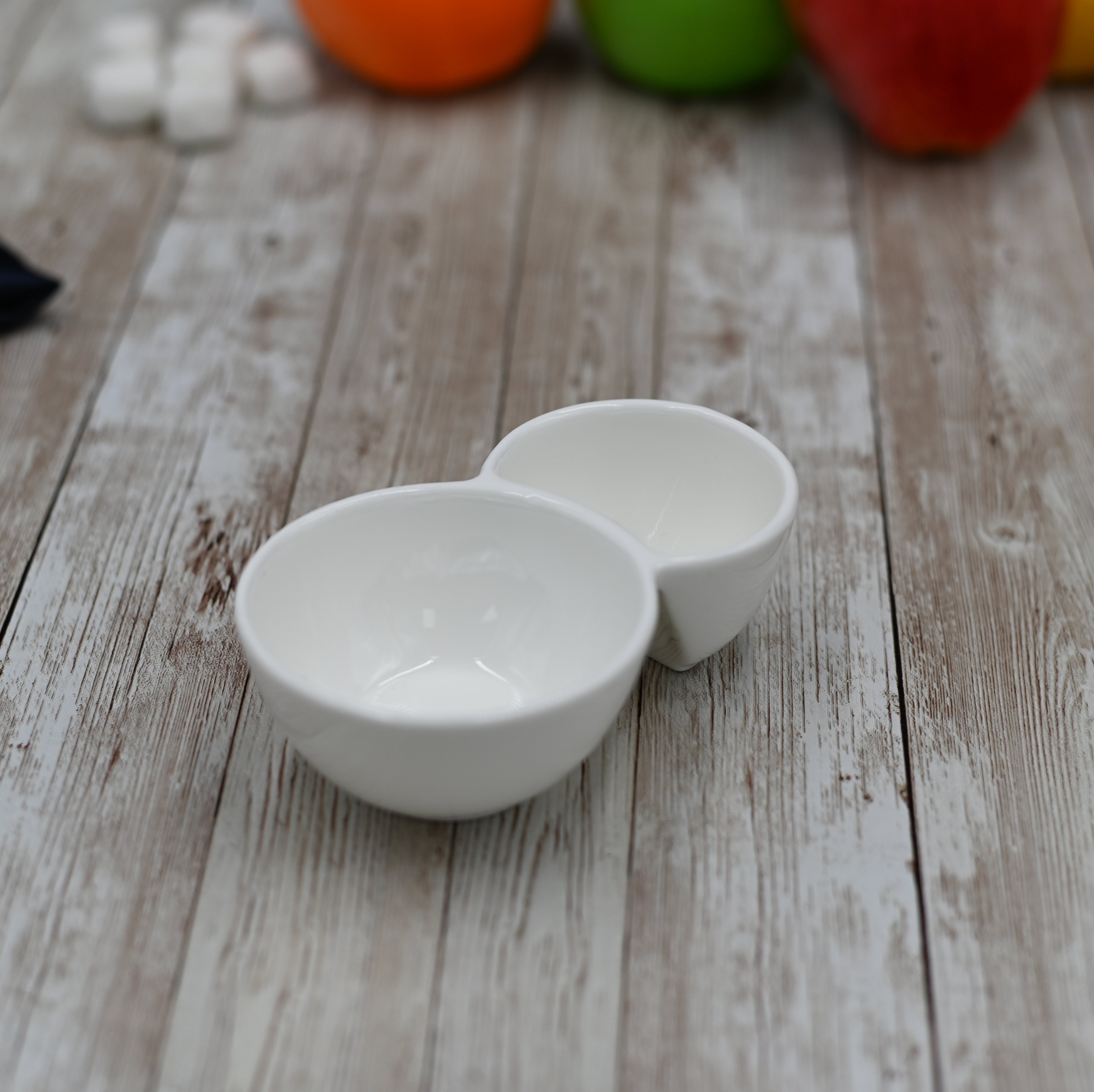Double White Dish 7.5" inch X 4.5" inch X 2" inch | 18.5 X 11 X 5 Cm