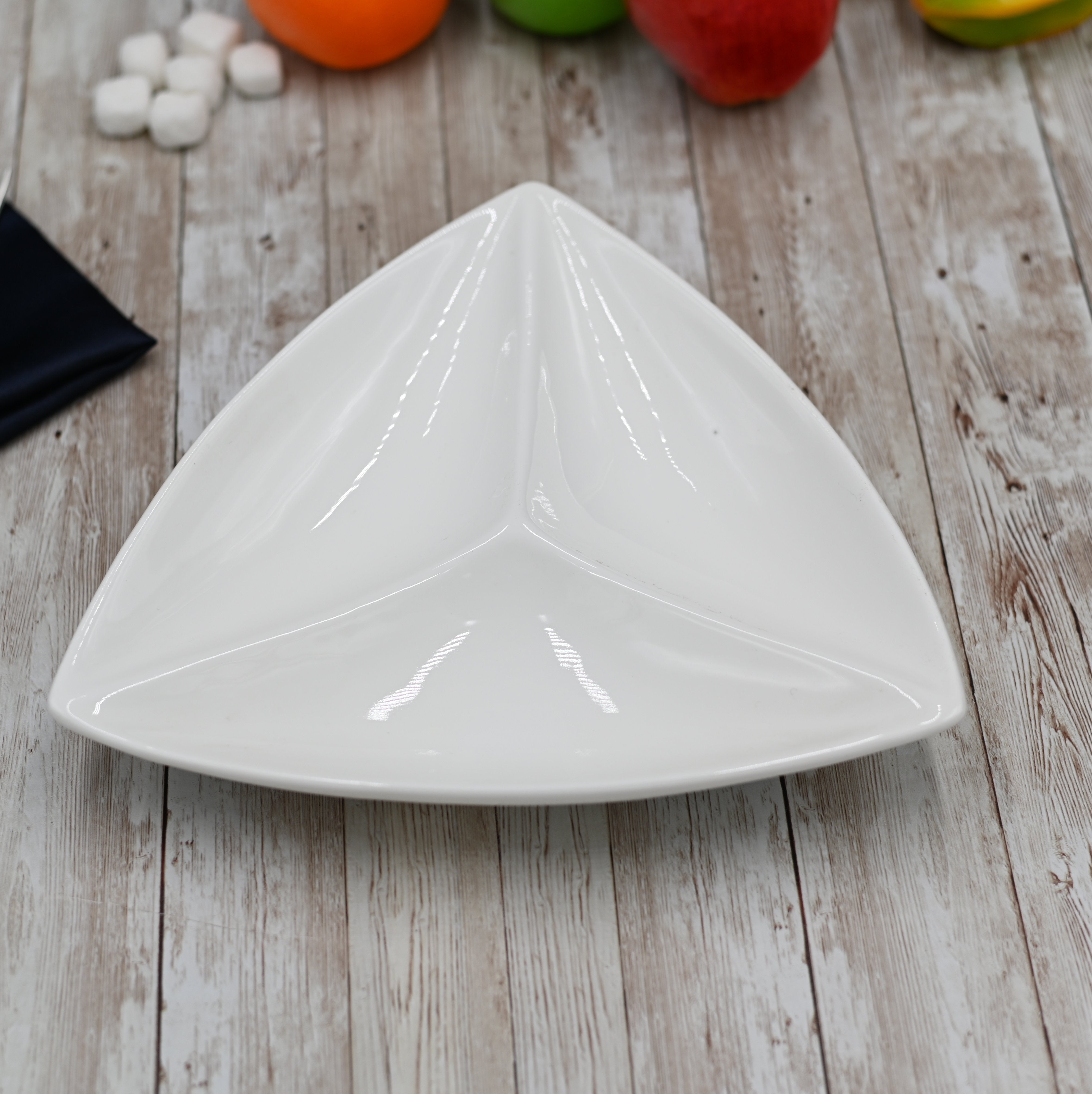 White Divided Triangular Dish 9.5" inch | 24 Cm