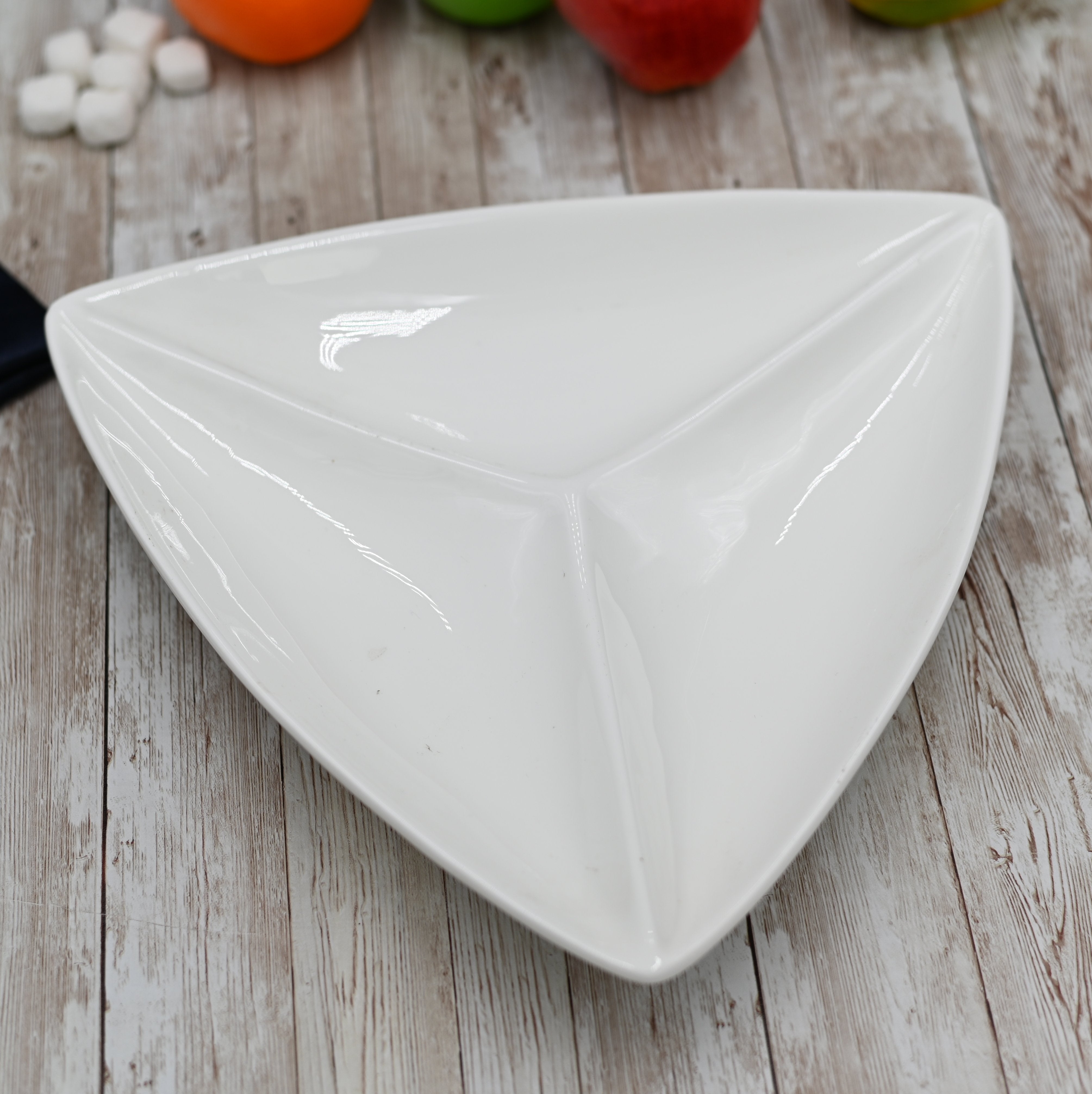 White Divided Triangular Dish 11.5" inch | 29 Cm