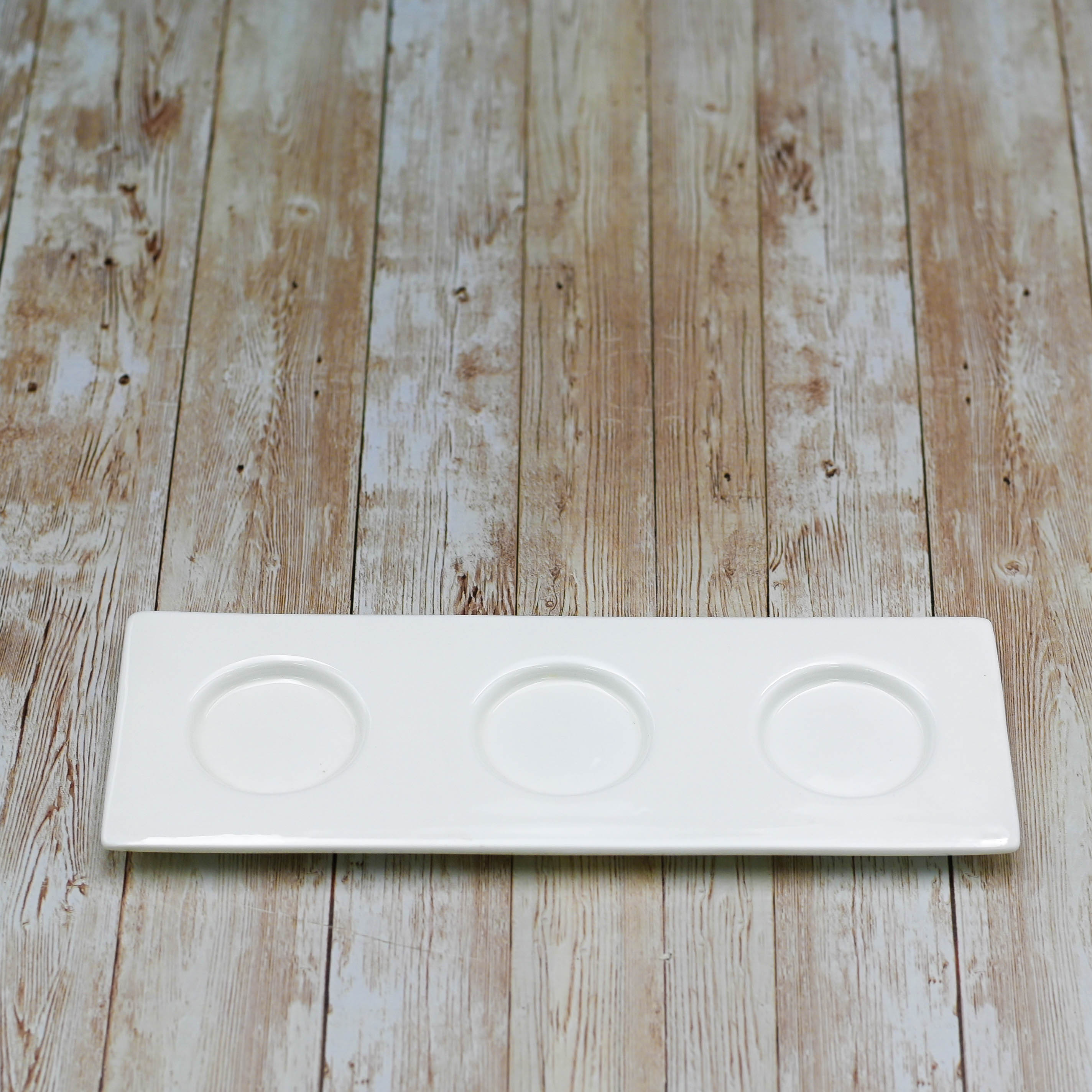 Set Of 6 White Tray With Dish / Cup Holders 10" inch X 3.5" inch |