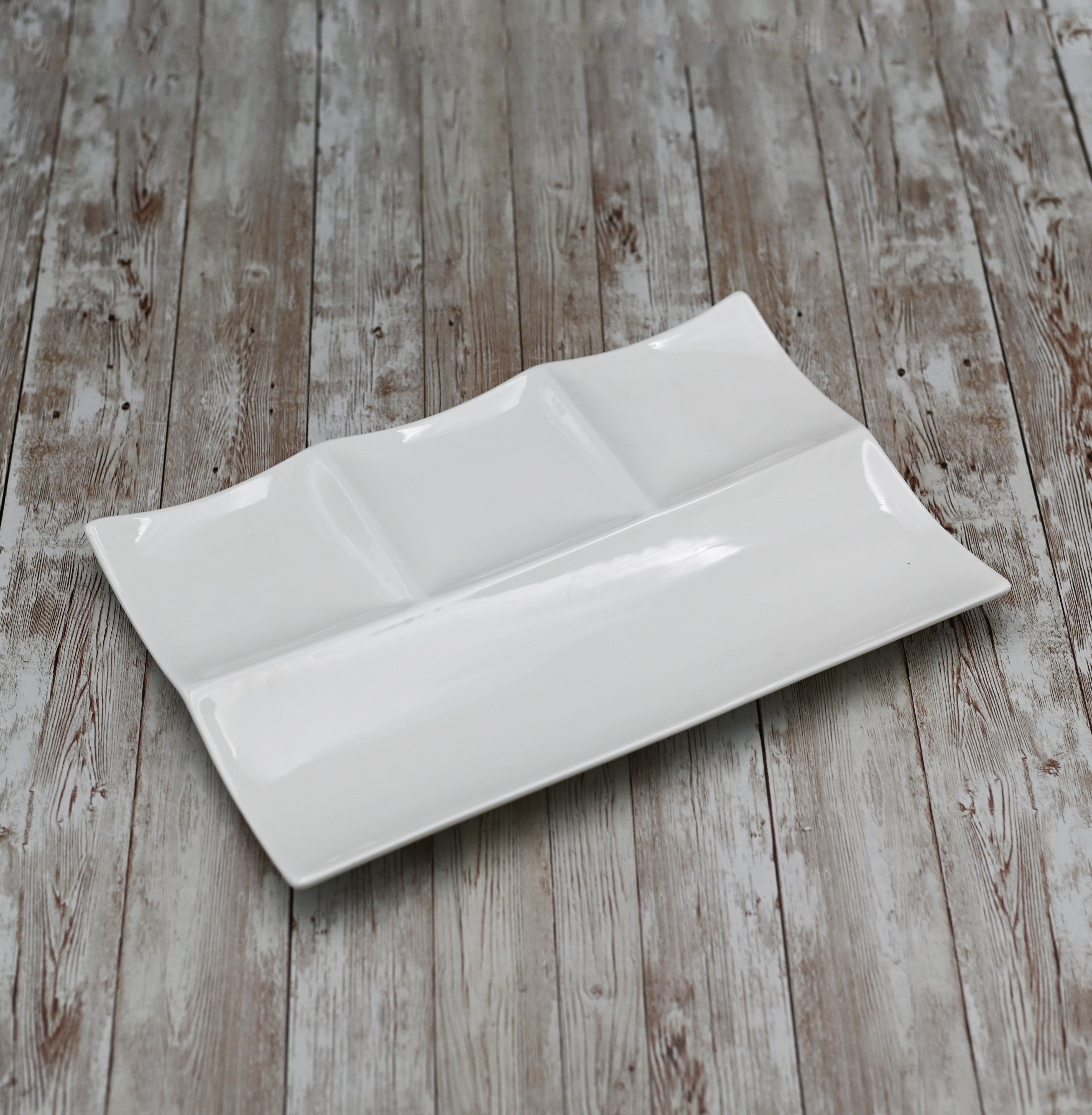 White Rectangle Divided Platter 12" inch X 8" inch |