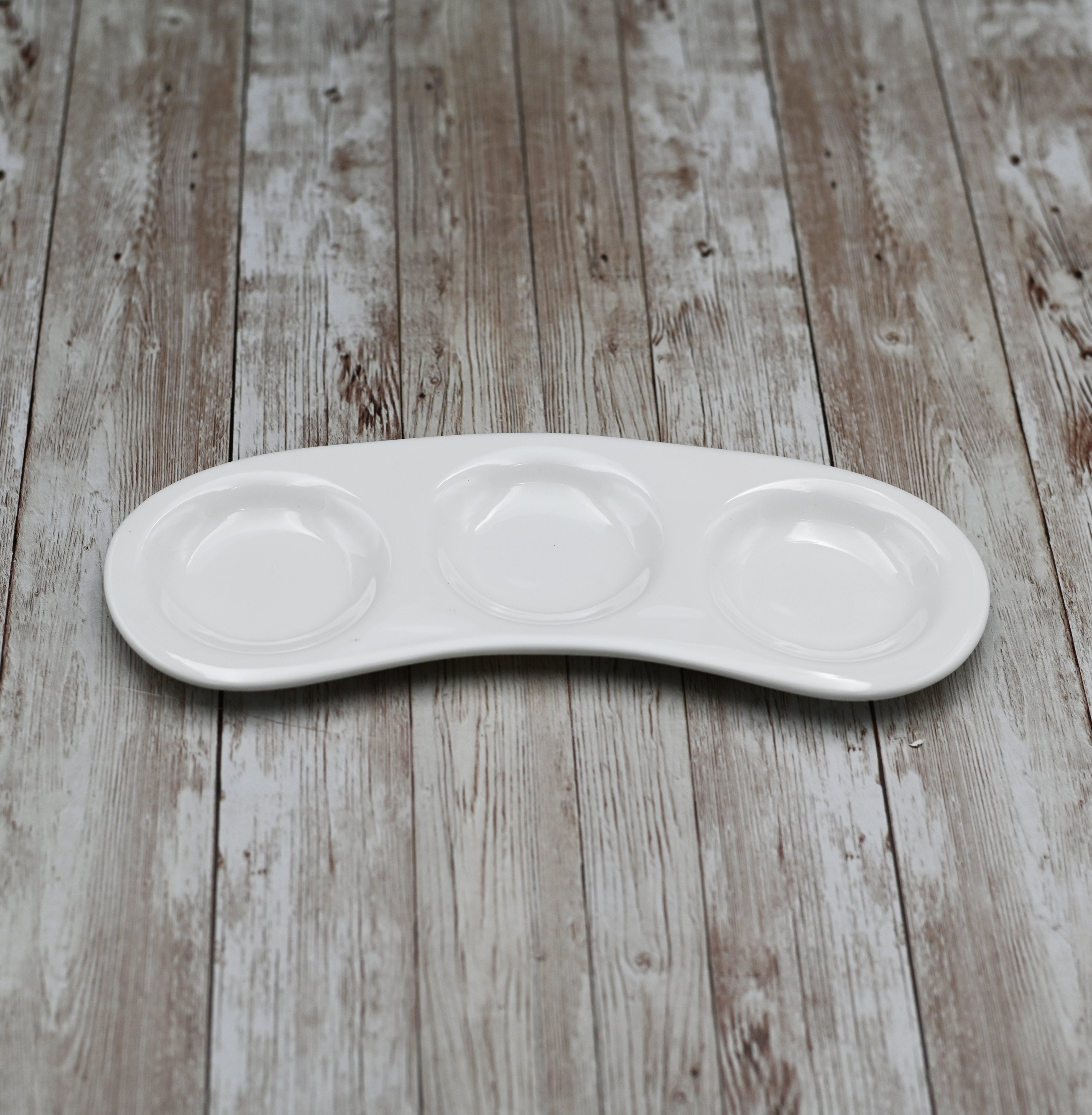 Set Of 6 White Tray With Dish / Cup Holders 9.5" inch X 3.5" inch | 25 X 8.5 Cm