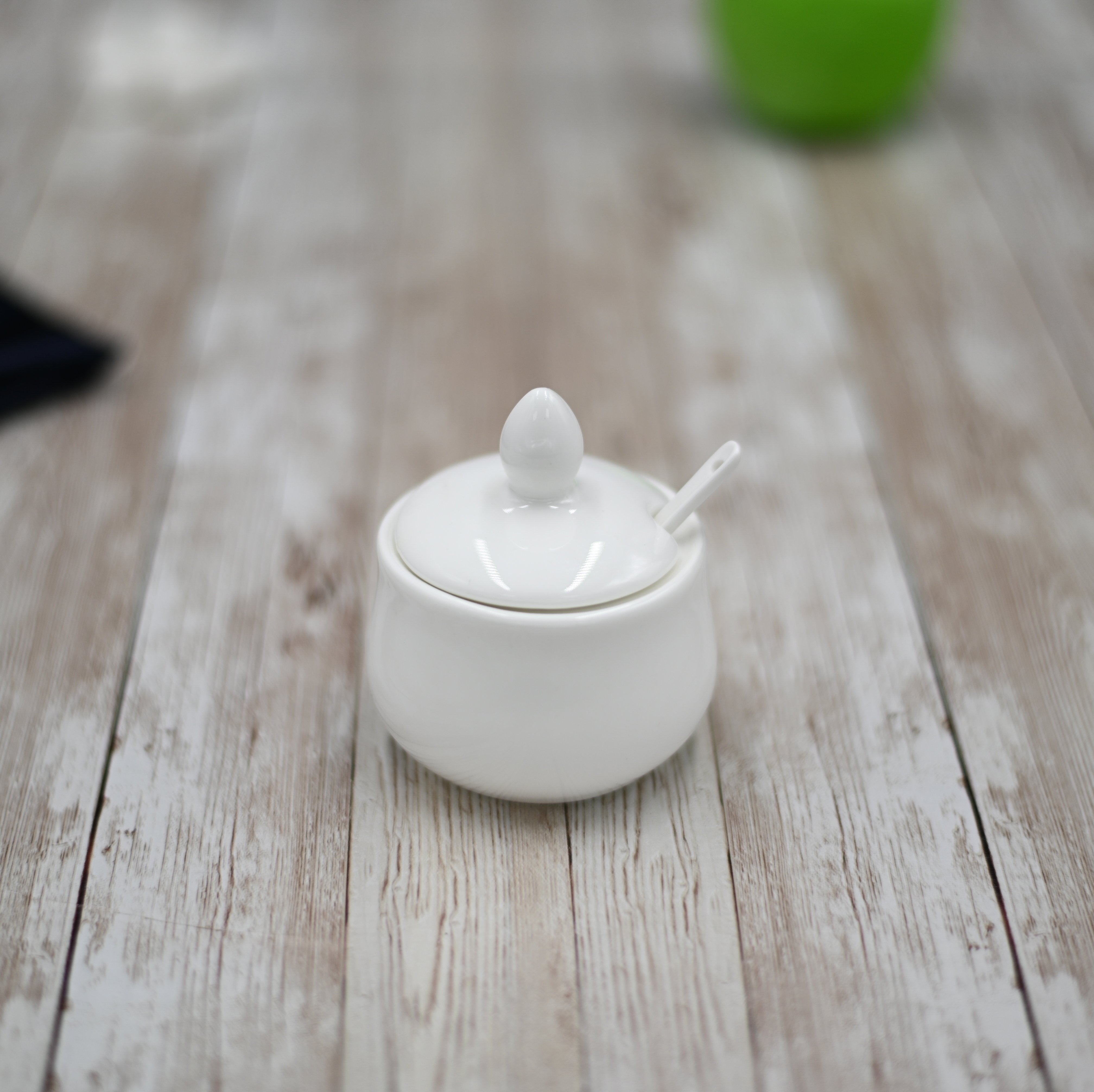 White 4 Oz | 130 Ml Mustard Pot With Spoon