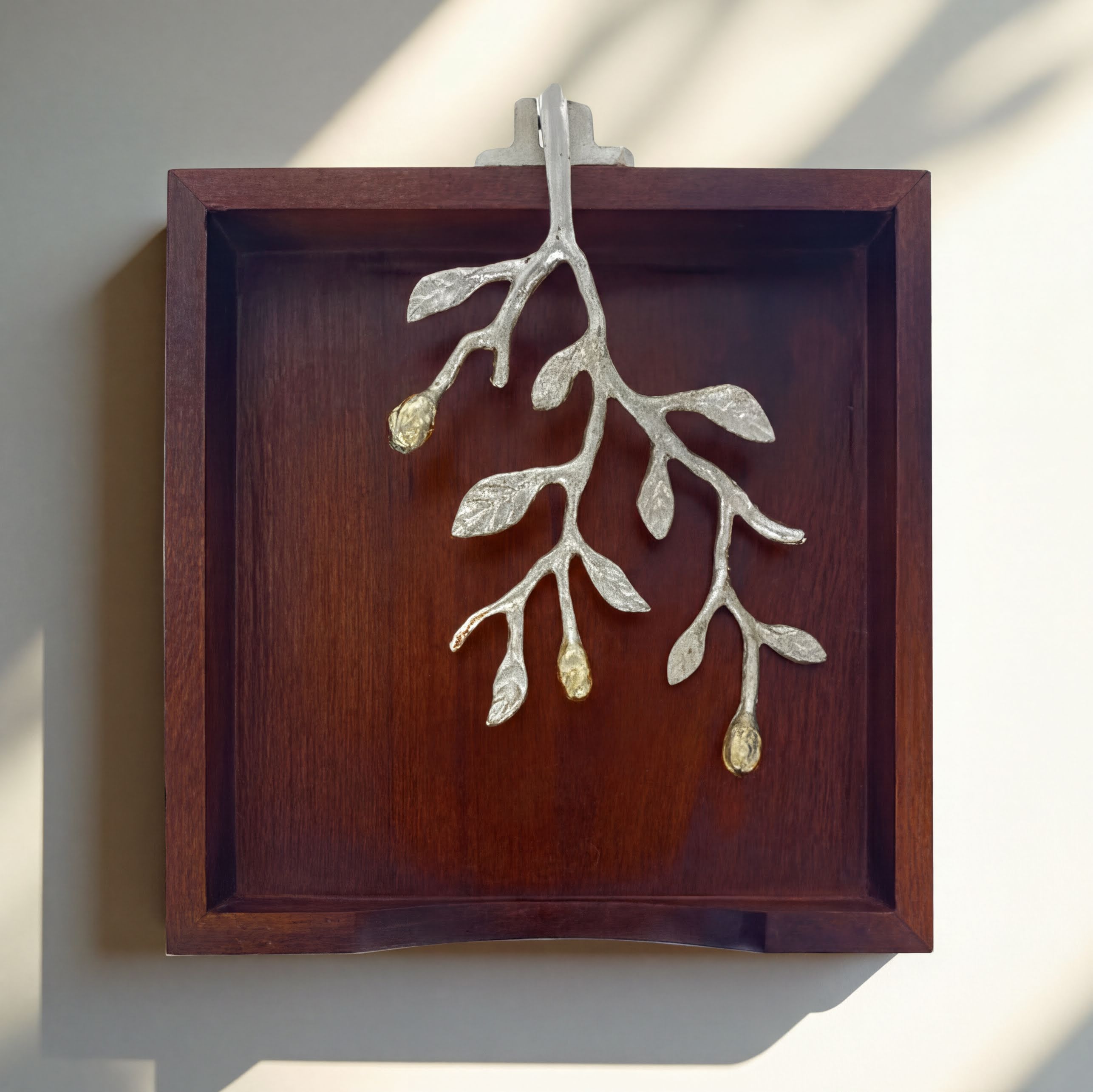 Wood Napkin Holder – Decorative Wooden Kitchen Napkin Holder with Silver Gold Finish