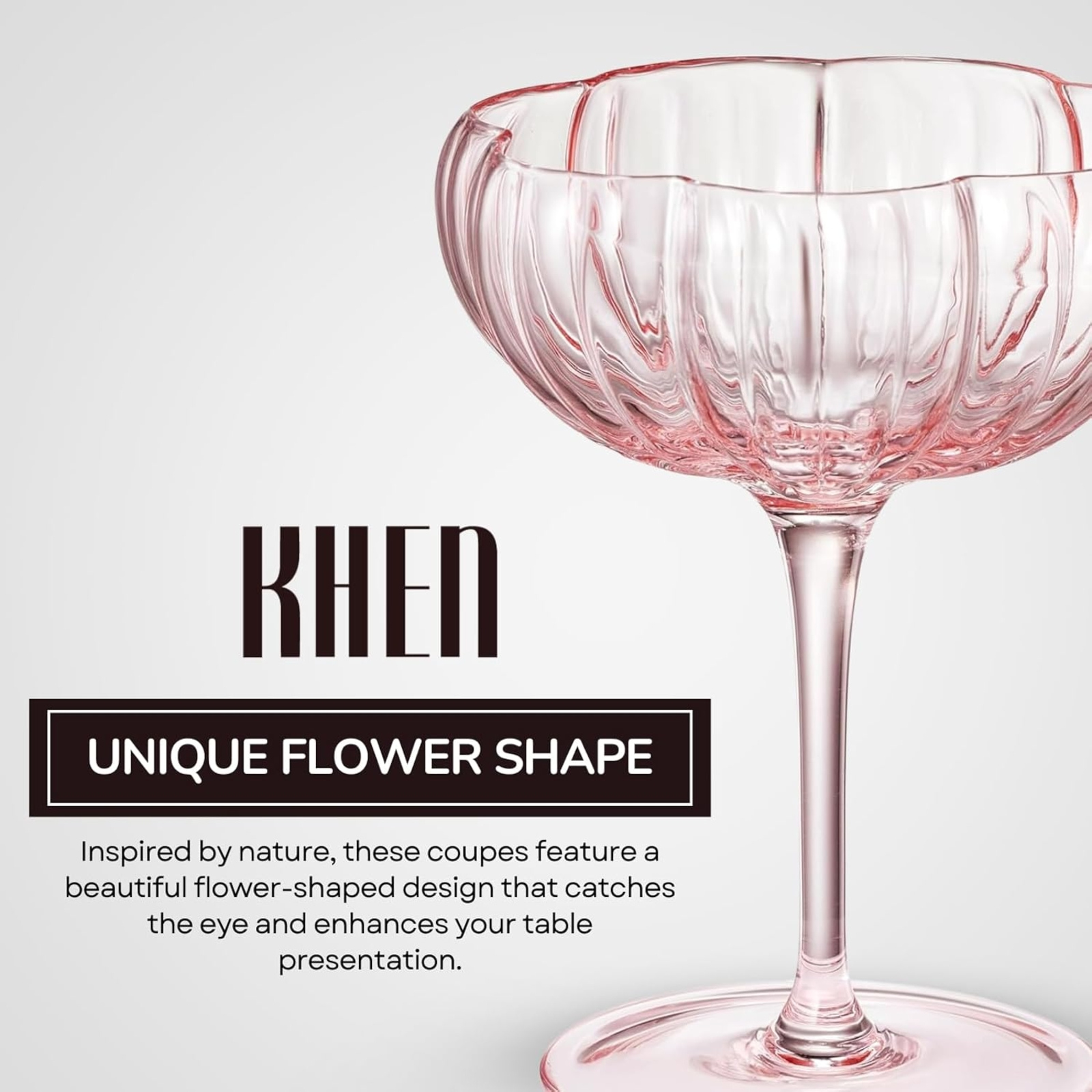 Flower Coupe Cocktail Colored Glasses | Set of 2 | Blush Pink