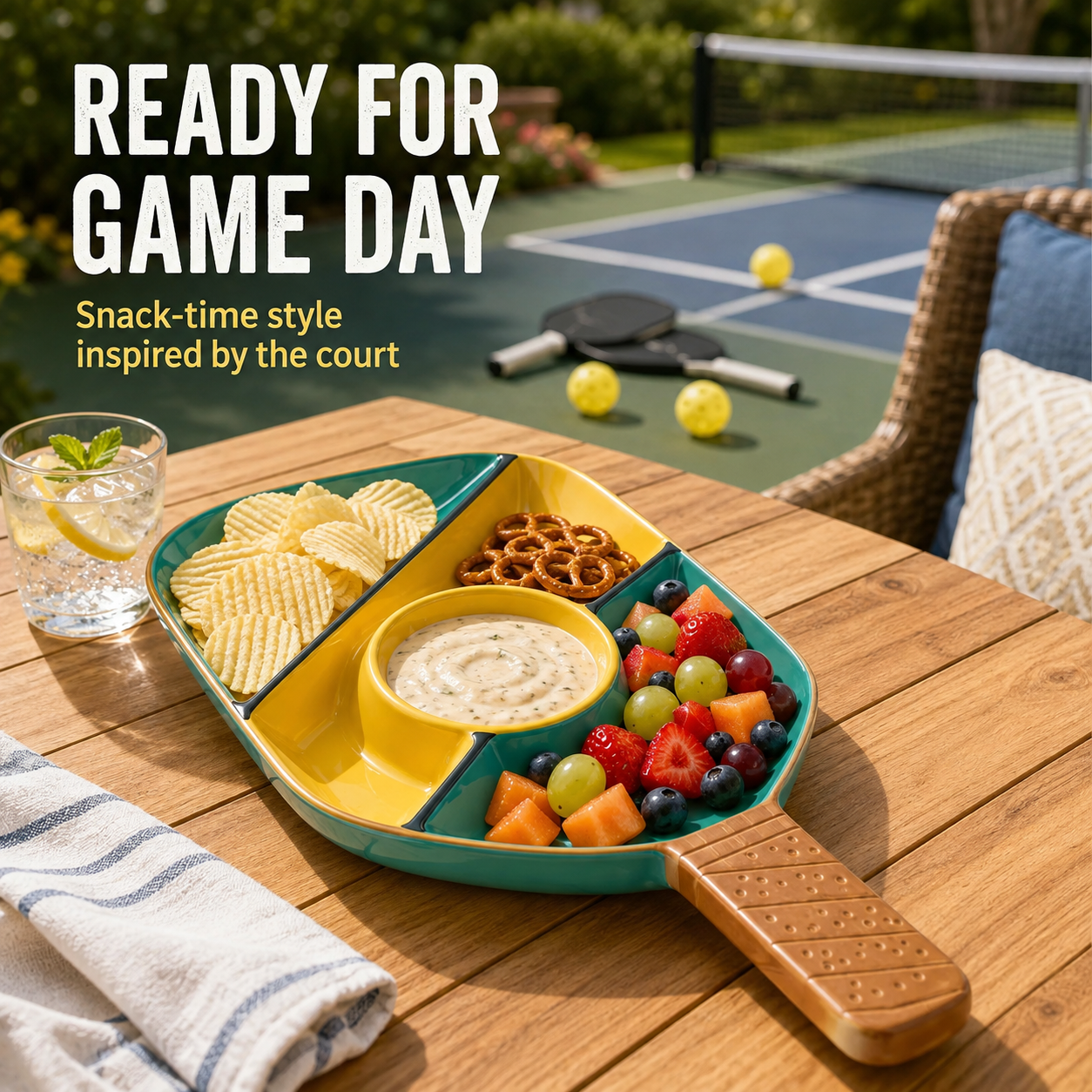Khen Ceramic Pickleball Dish | Paddle Shaped Serving Tray Platter Decorative Tableware