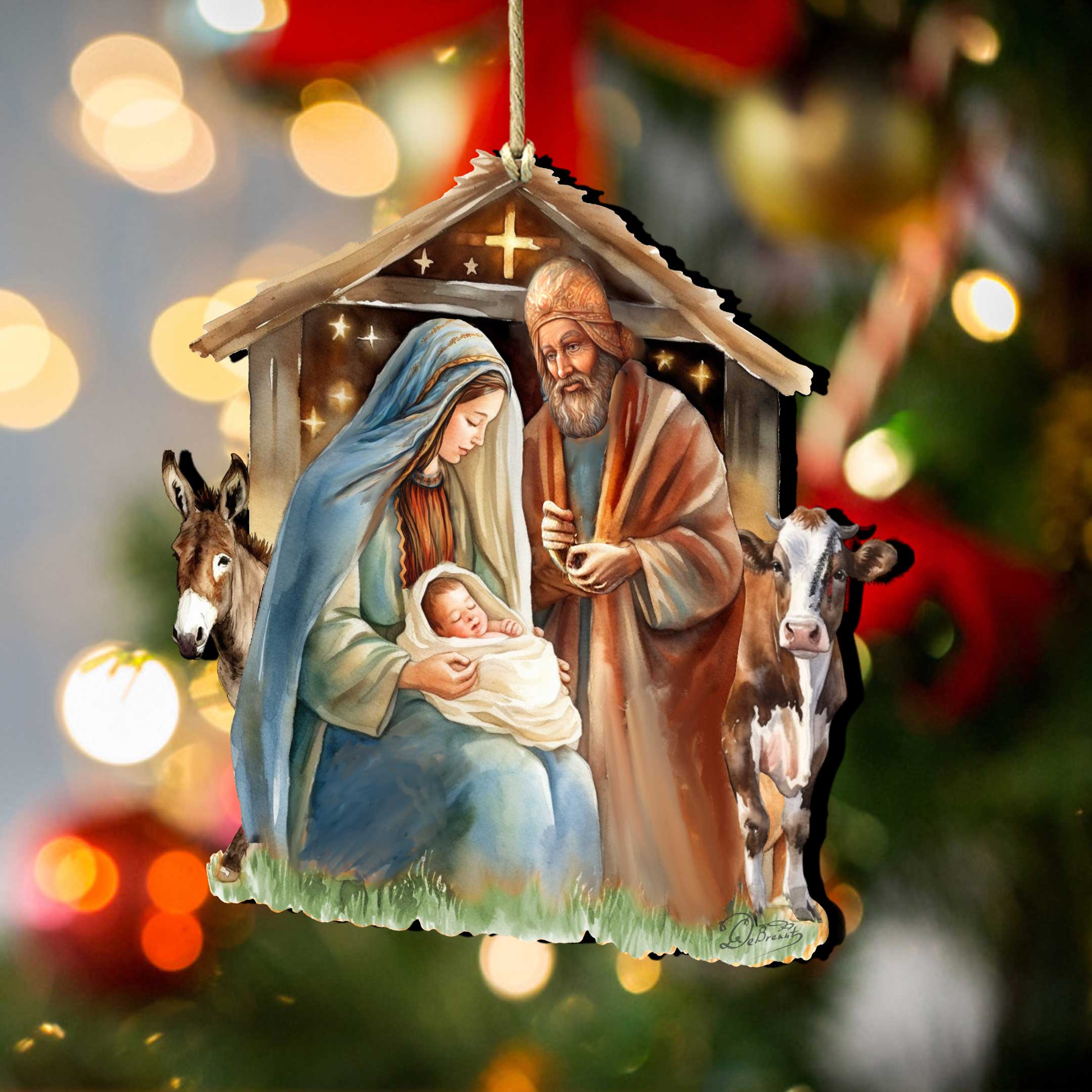 Born Under Bright Star Nativity Wooden Ornaments by G. DeBrekht Nativity Holiday Decor - 8611082