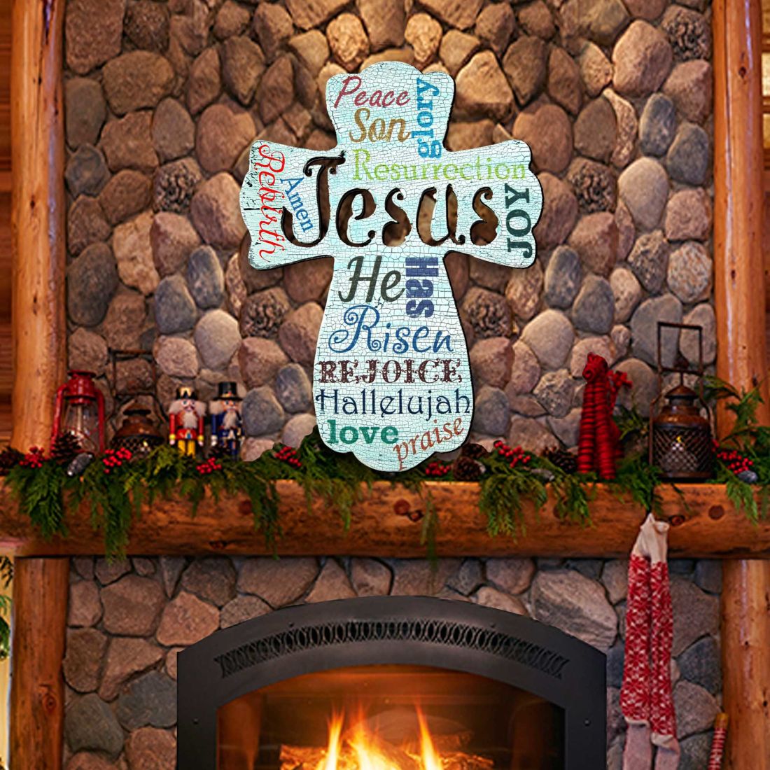 Jesus Cross Easter Door Decor by G. DeBrekht - Easter Spring Decor - 8198715H