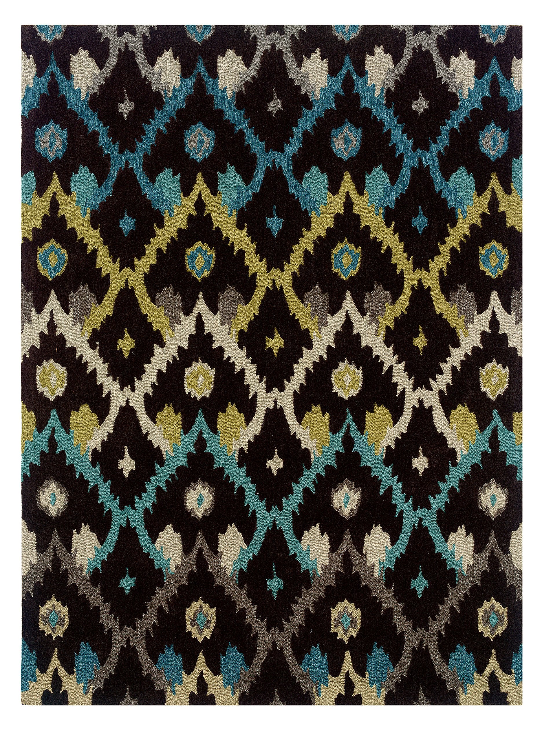 Trio Ikat Brown & Teal 5x7, Rug