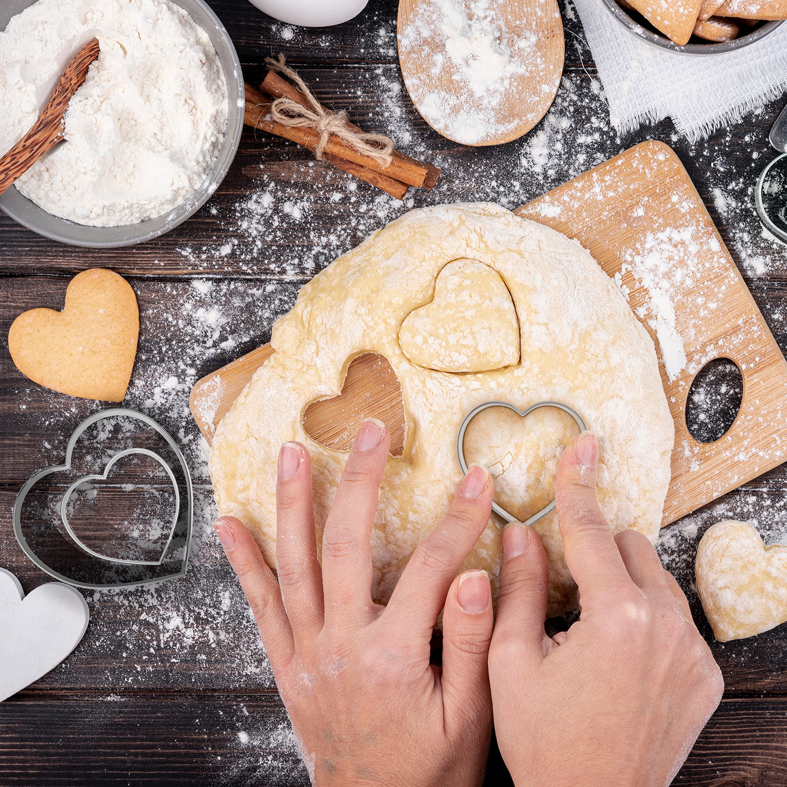 Bakerpan Stainless Steel Heart Cookie Cutter Shapes - Set of 6 Sizes