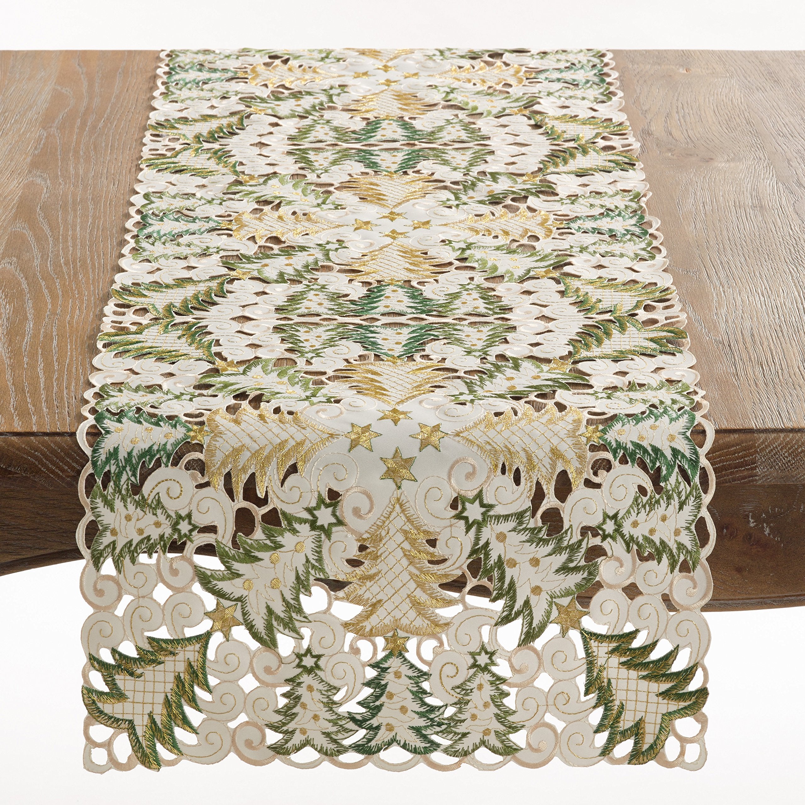 SARO LIFESTYLE Panettone Collection Holiday Christmas Tree Cutwork Table D  cor