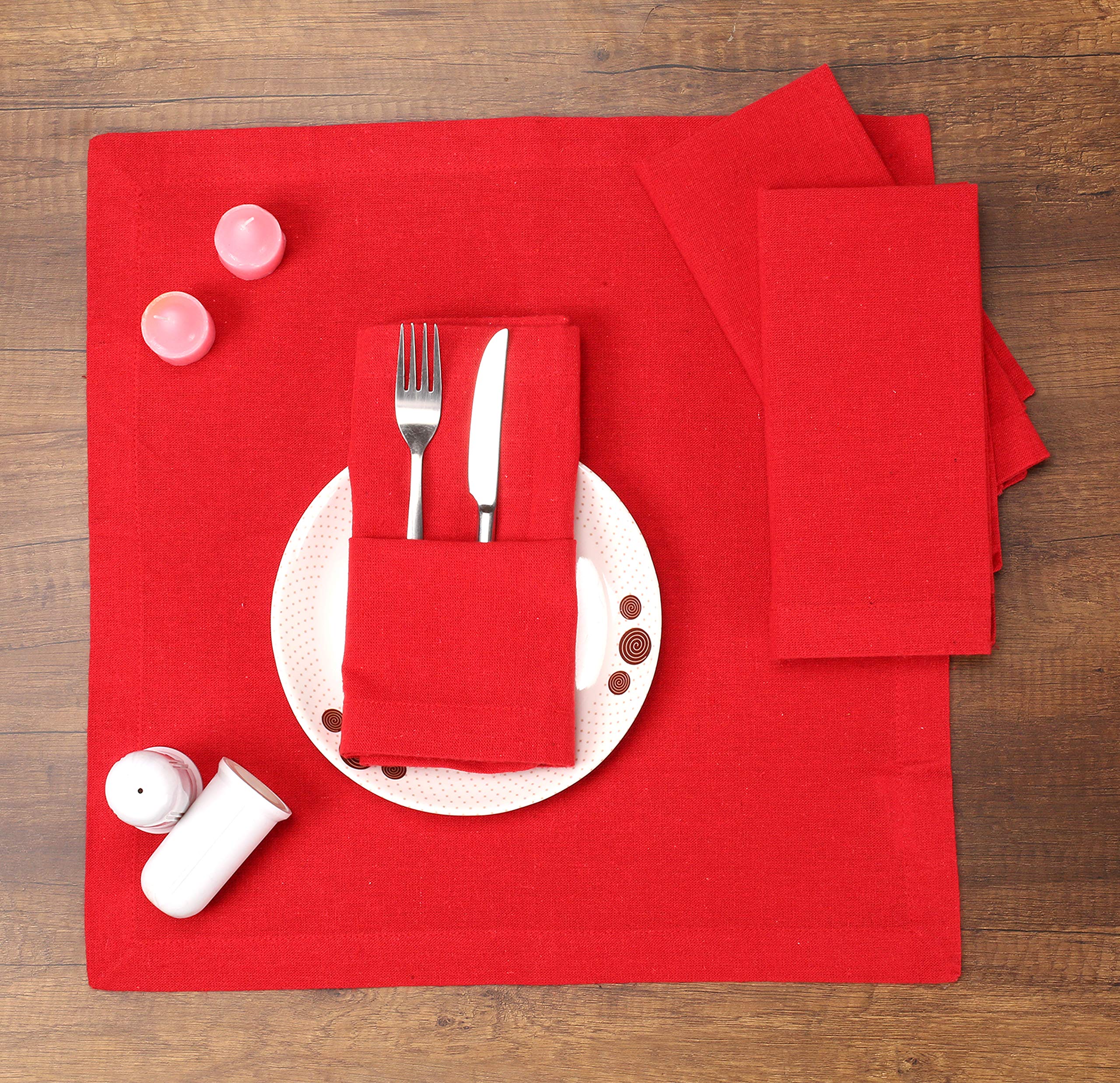 Cotton Dinner Napkin 18X18 Inch Red, Everyday Napkins, Cotton Napkins, Wedding Napkins, Cocktails Napkins, Tailored With Mitered