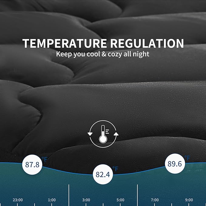 Premium Cooling Mattress Pad Black  for Hot Sleepers