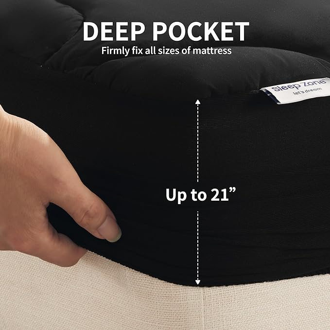 Premium Cooling Mattress Pad Black  for Hot Sleepers