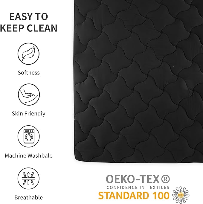 Premium Cooling Mattress Pad Black  for Hot Sleepers