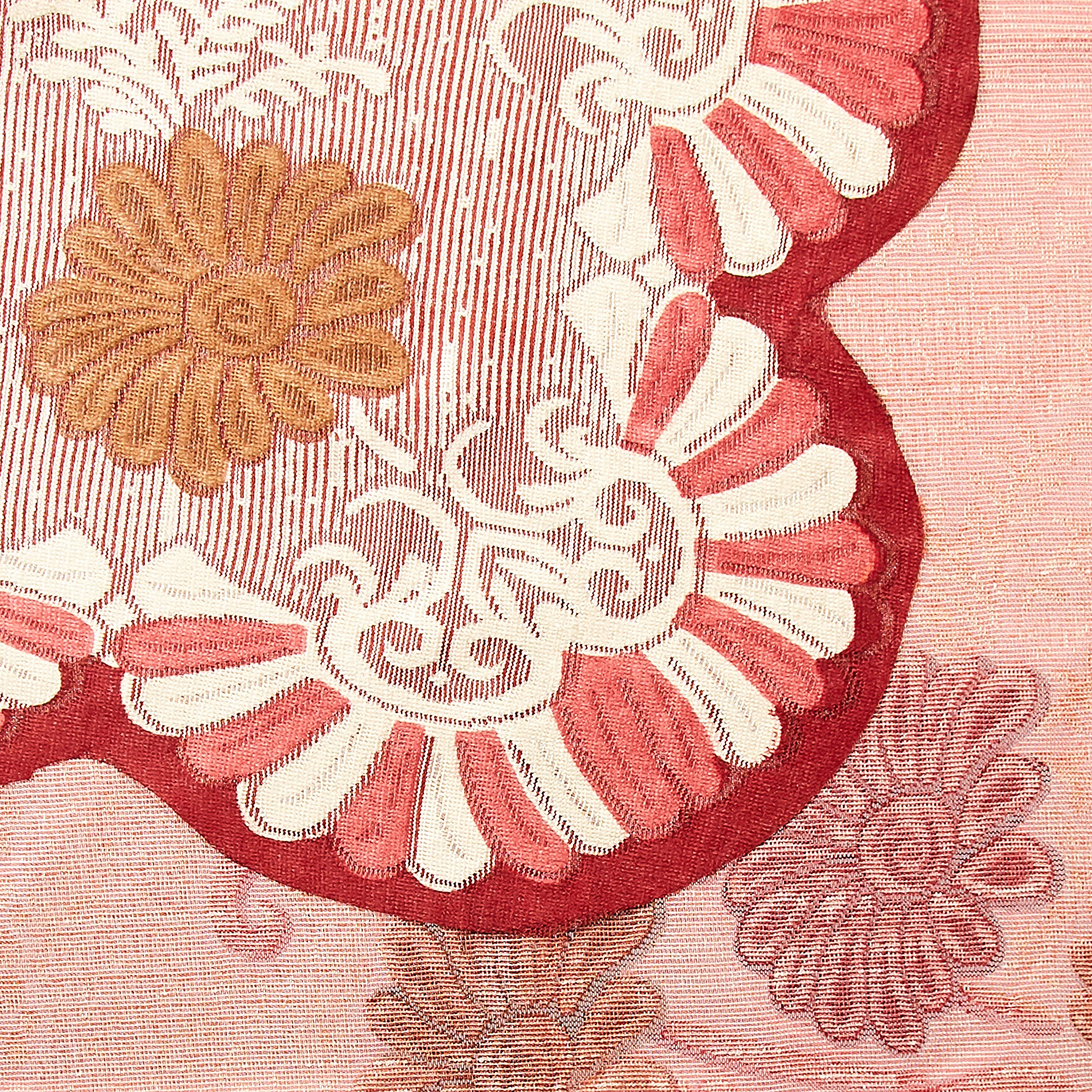Kuber Industries Floral Cotton 6 Seater Dining Table Cover - Red