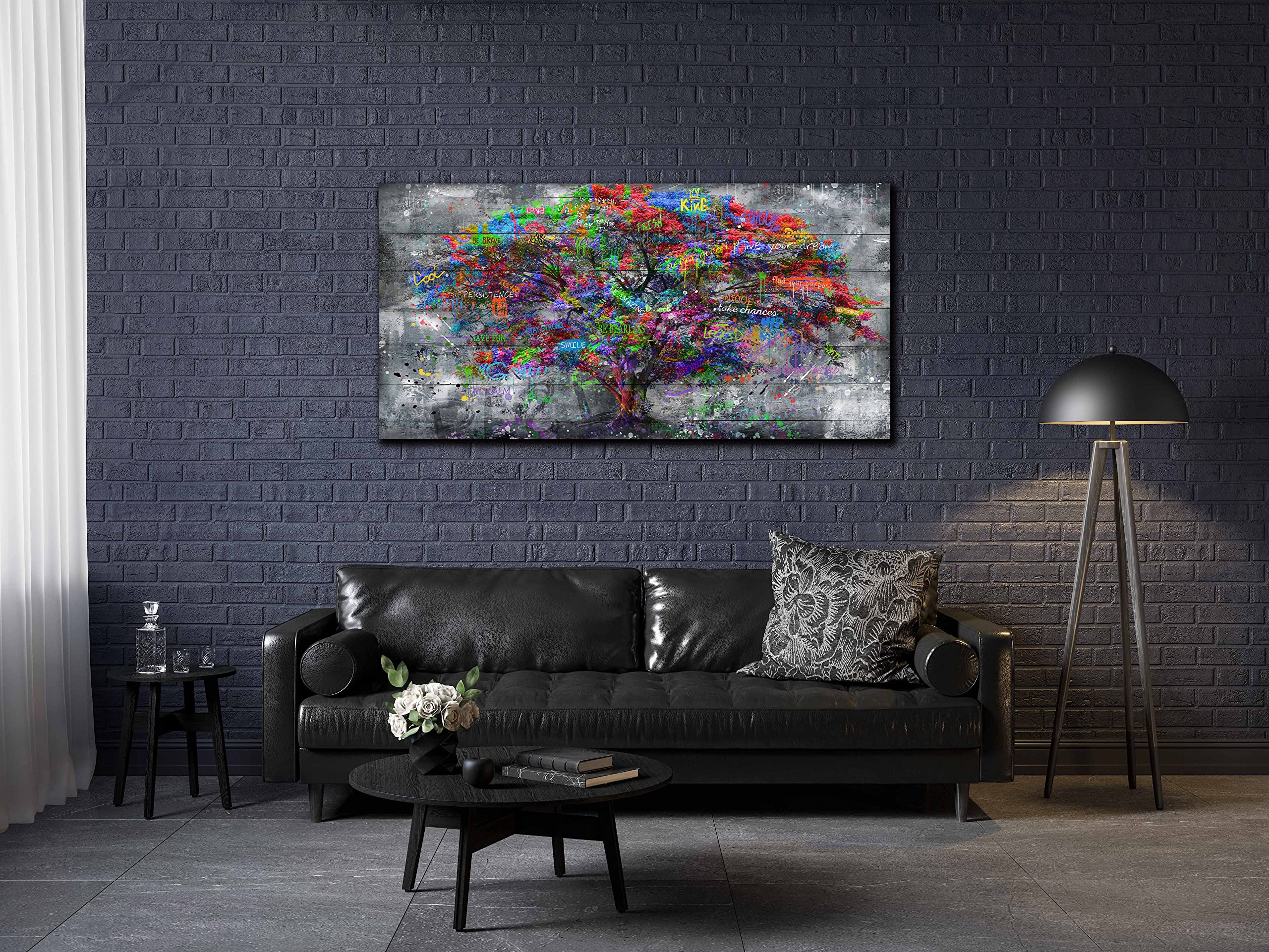 Sixttart Tree Large Canvas Wall-Art For Living Room - Graffiti Forest Wall Art - Abstract Modern Home Office Wall Decor Ready To