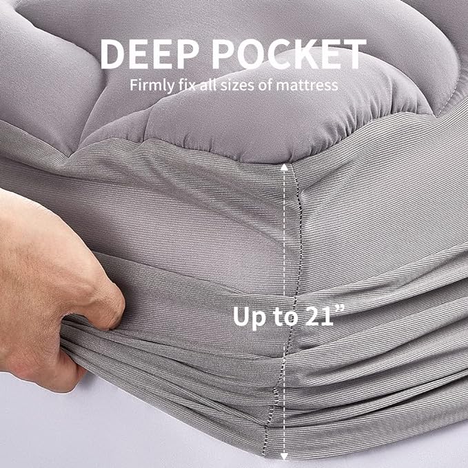 Premium Cooling Mattress Pad Grey for Hot Sleepers