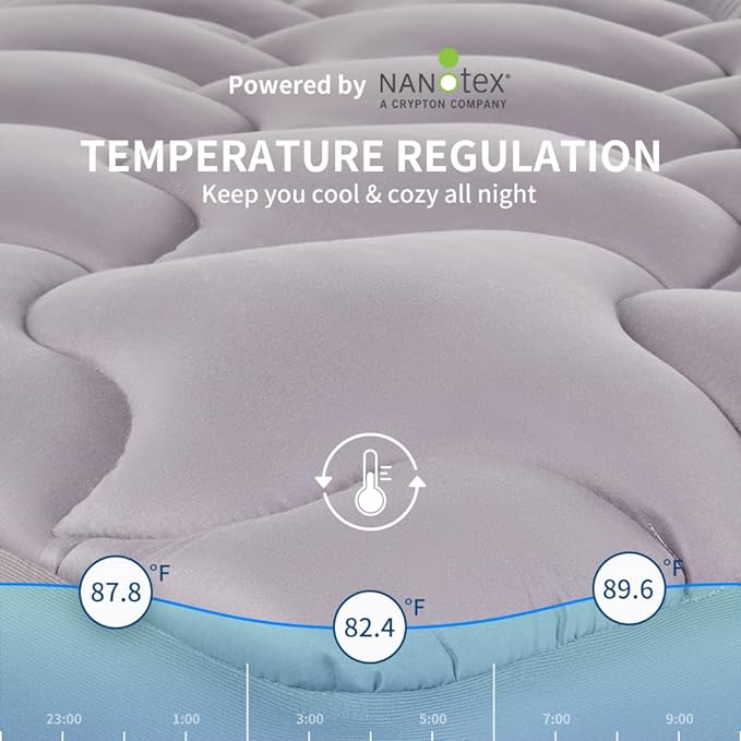 Premium Cooling Mattress Pad Grey for Hot Sleepers
