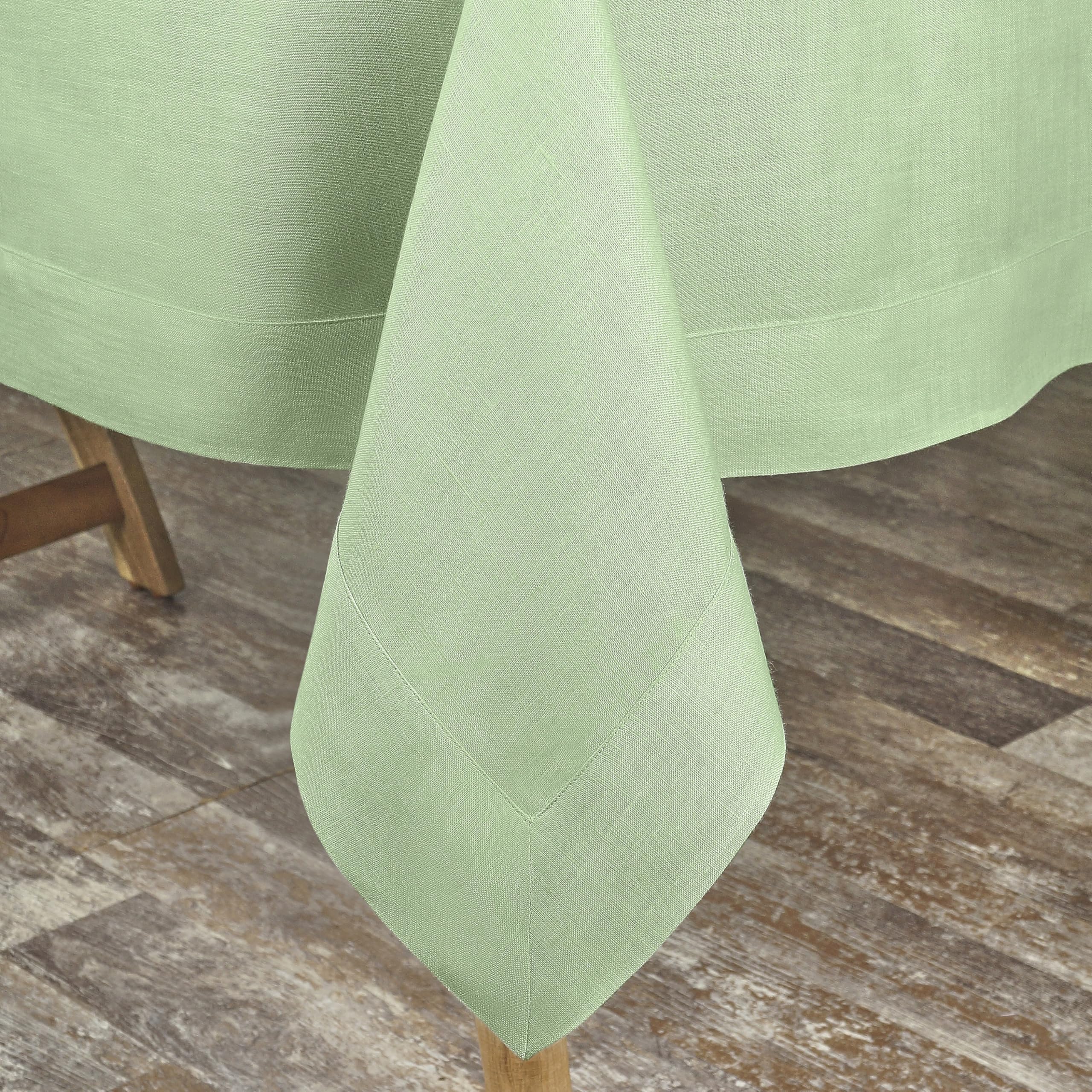 Dmoksha Homes Linen Tablecloth - 54 X 72 Inch Sage Green, 100 Pure Linen Tablecloth 72 Inches Long, Rectangle Tablecloth, Machin