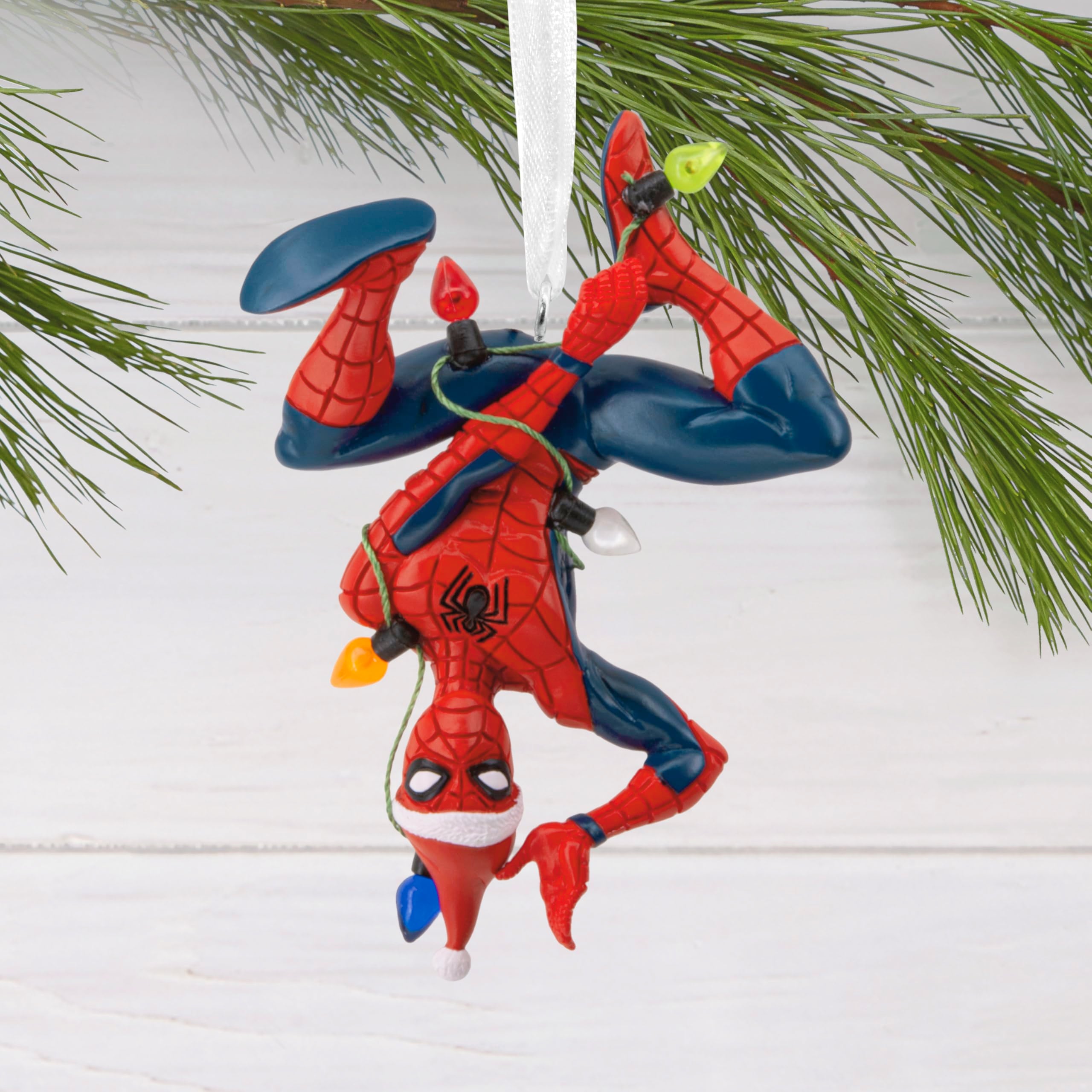 Hallmark Marvel Spider-Man Hanging from Lights Christmas Ornament, Gifts for Marvel Fans