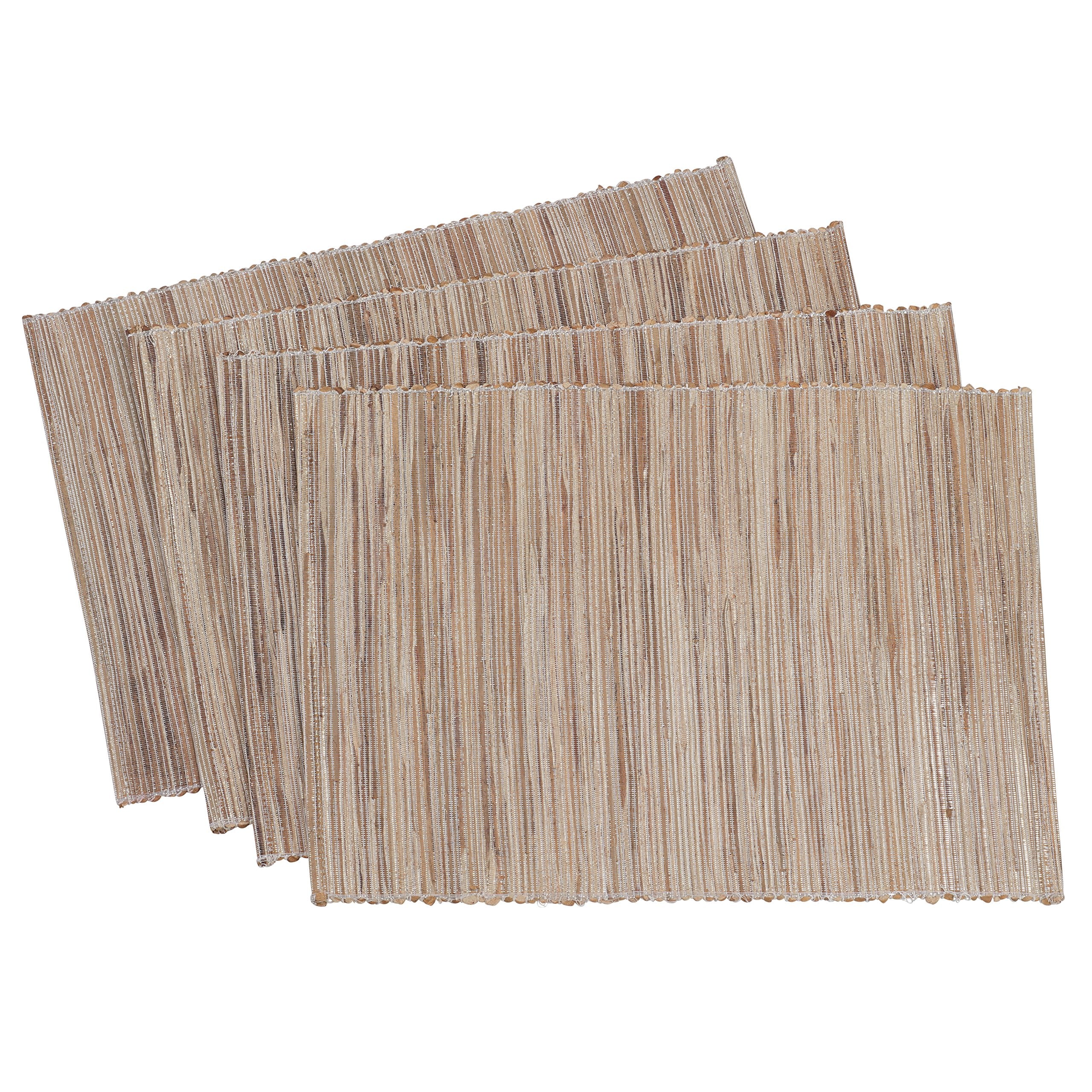 Saro Lifestyle Melaya Collection Shimmering Woven Nubby Table Placemats (Set Of 4), 14 X 20, Natural