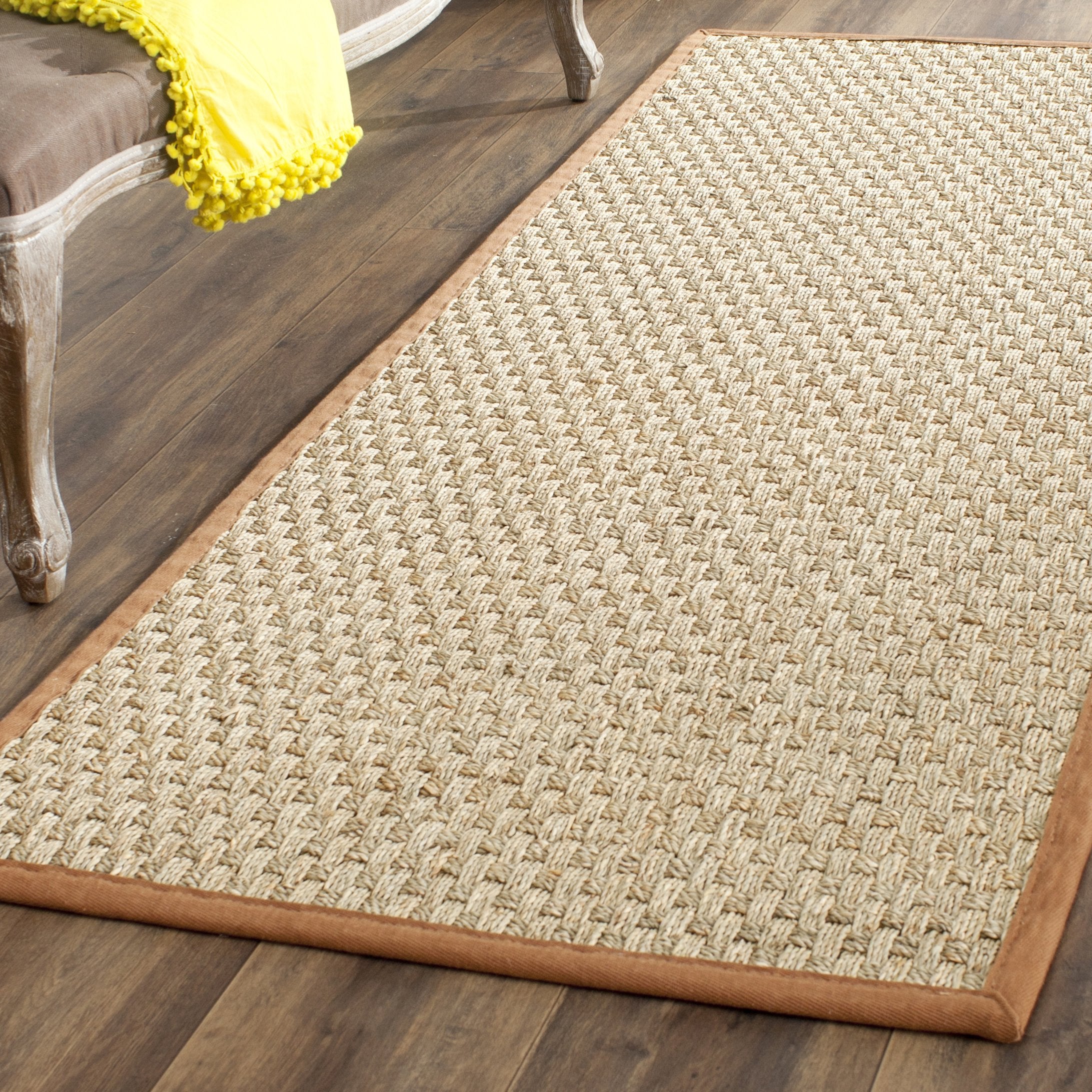 Safavieh Natural Fiber Collection 26 X 18 Assorted Nf114B Border Basketweave Seagrass Runner Rug