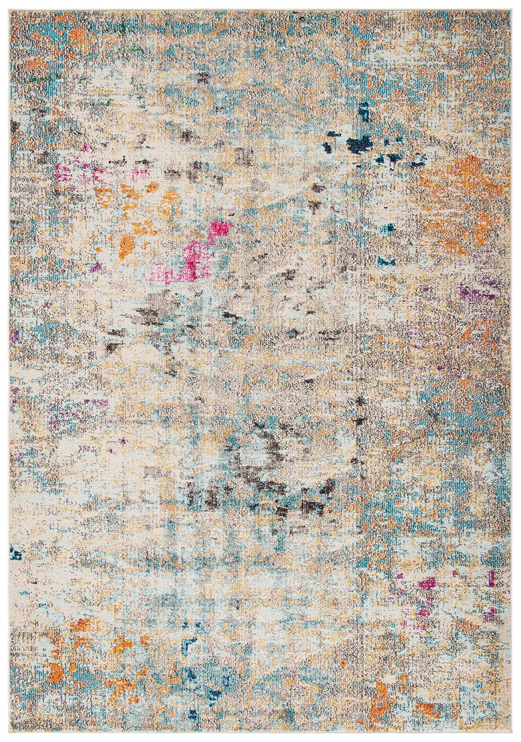 SAFAVIEH Madison Collection Accent Rug - 3 x 5, Grey & Gold, Boho Abstract Distressed Design, Non-Shedding & Easy Care, Ideal 
