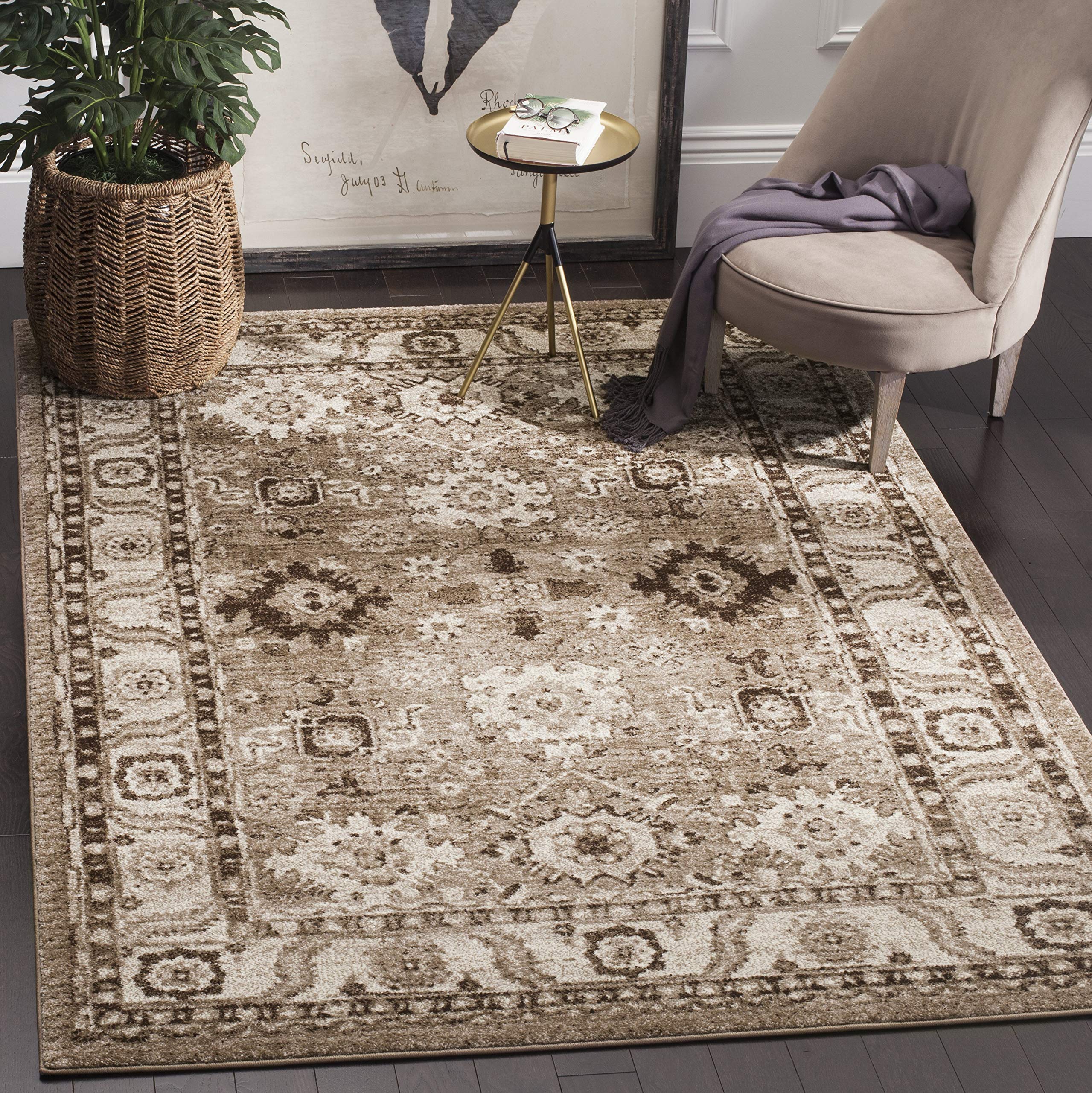 SAFAVIEH Vintage Hamadan Collection Accent Rug - 27 x 5, Taupe, Traditional Persian Design, Non-Shedding & Easy Care, Ideal fo
