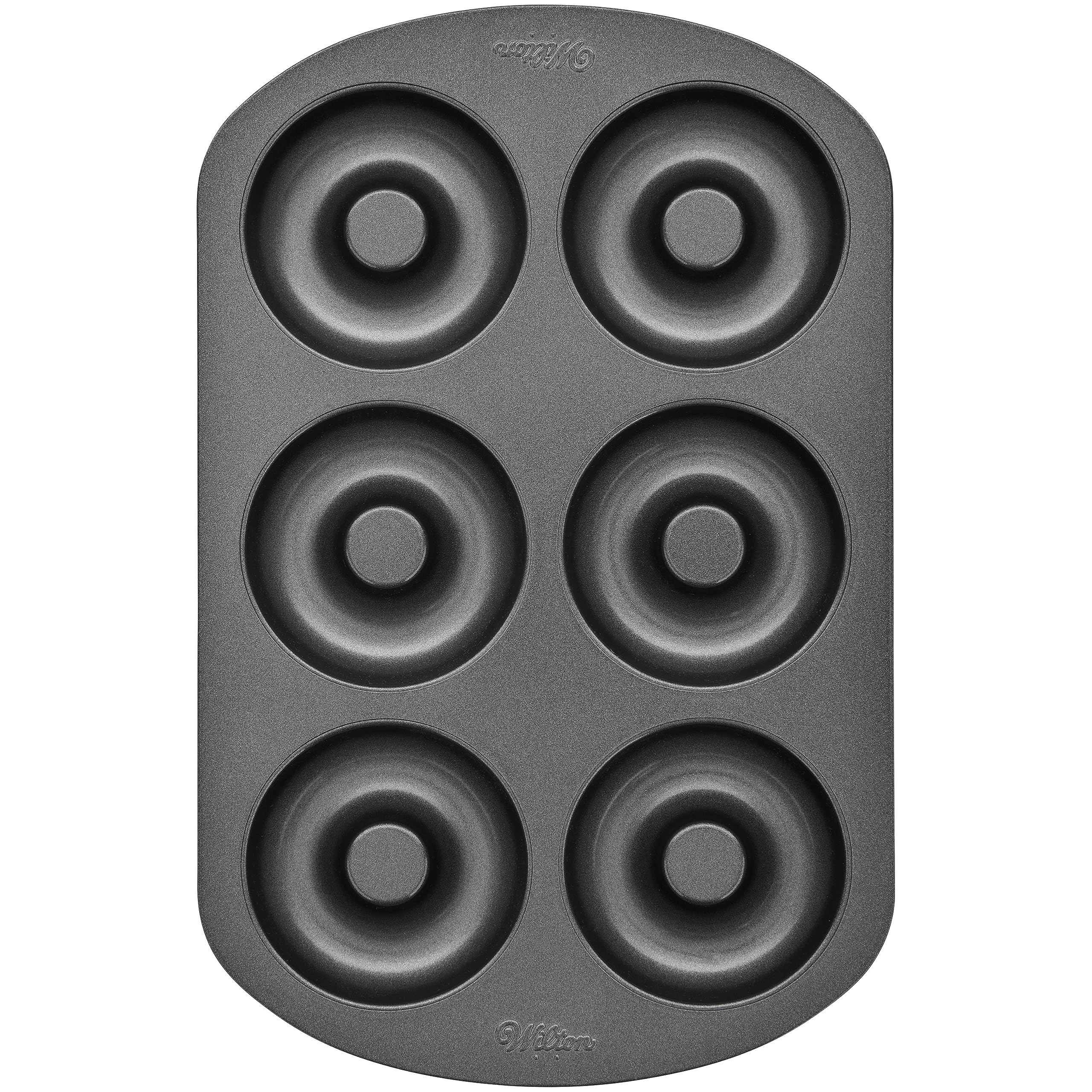 Wilton 6-Cavity Doughnut Baking Pan, Makes Individual Full-Sized 3 3/4'' Donuts Or Baked Treats, Non-Stick And Dishwasher Safe,
